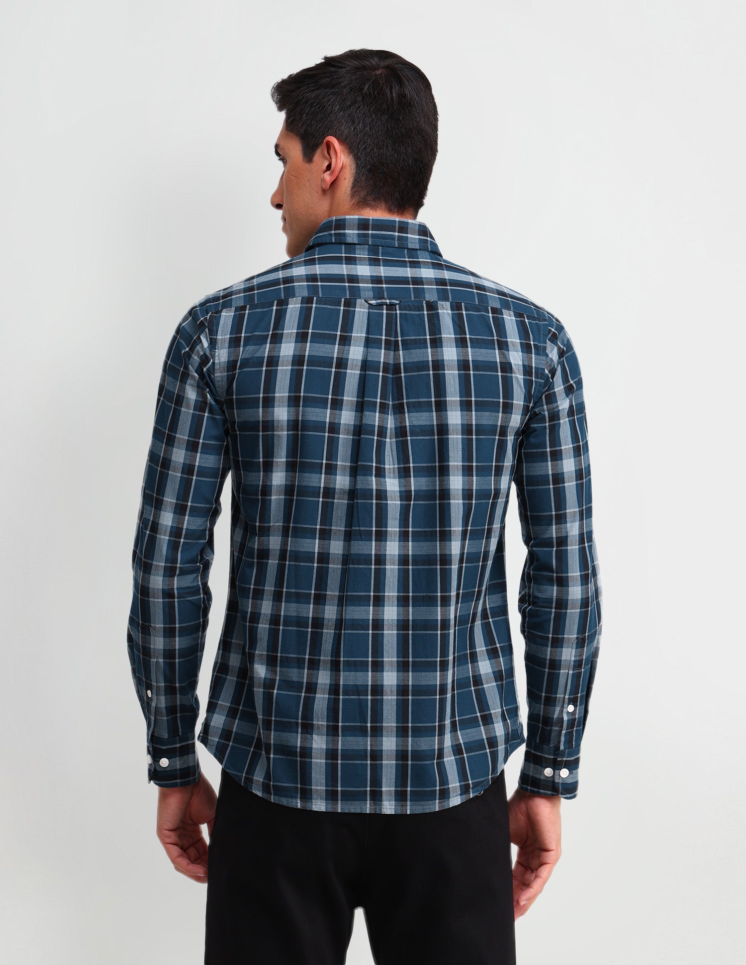Plaid Checked Poplin Shirt Dark Blue - U.S. Polo Assn. India | Large