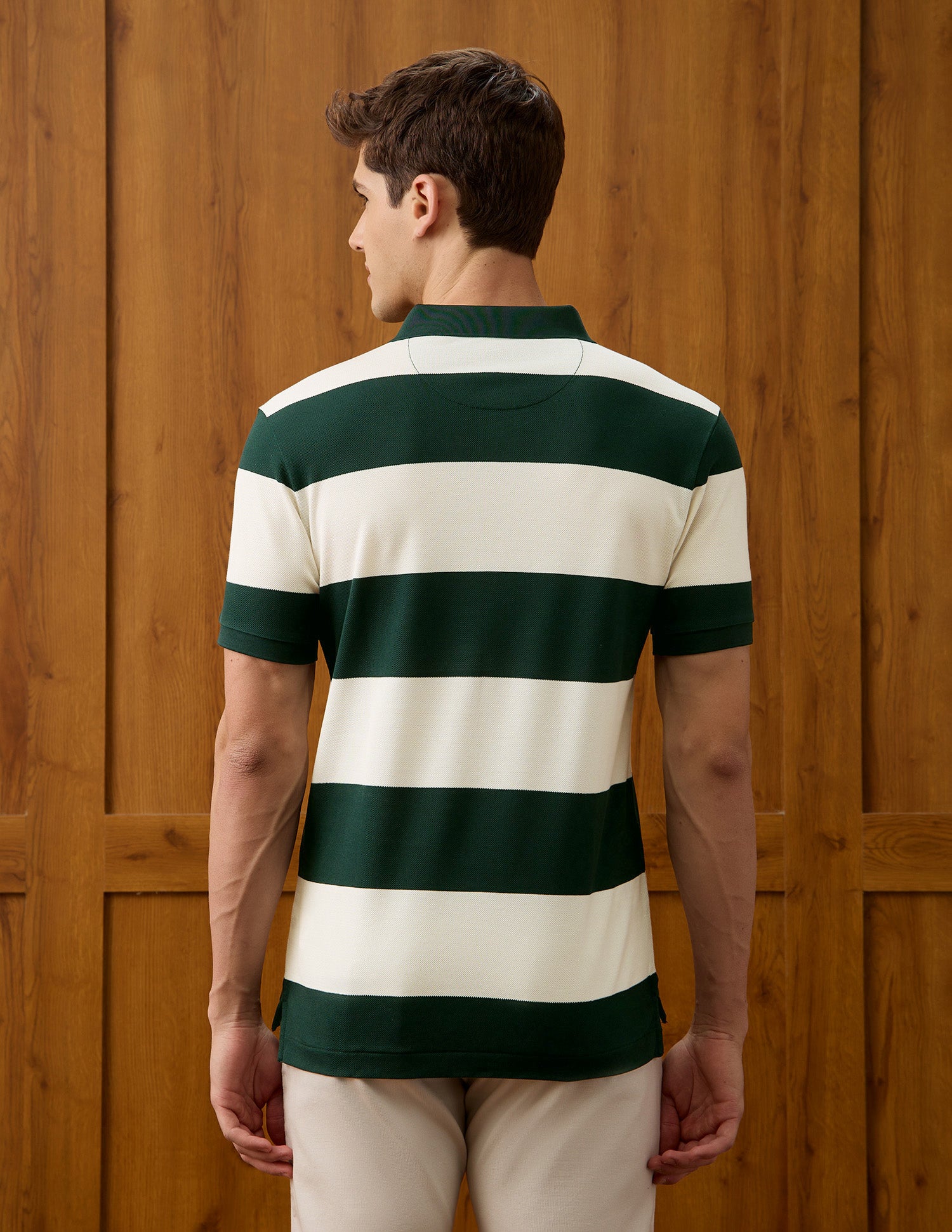 Horizontal Striped Slim Fit Polo Shirt Green - U.S. Polo Assn. India | Large