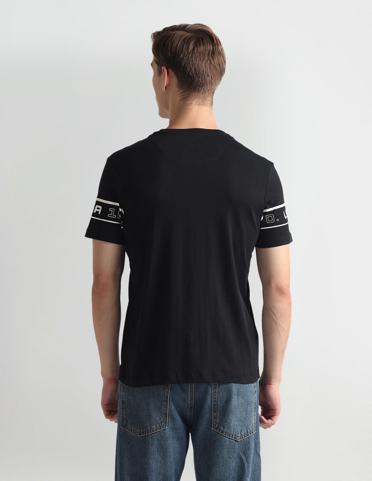 Crew Neck Sleeve Print T-Shirt Black - U.S. Polo Assn. India | Large