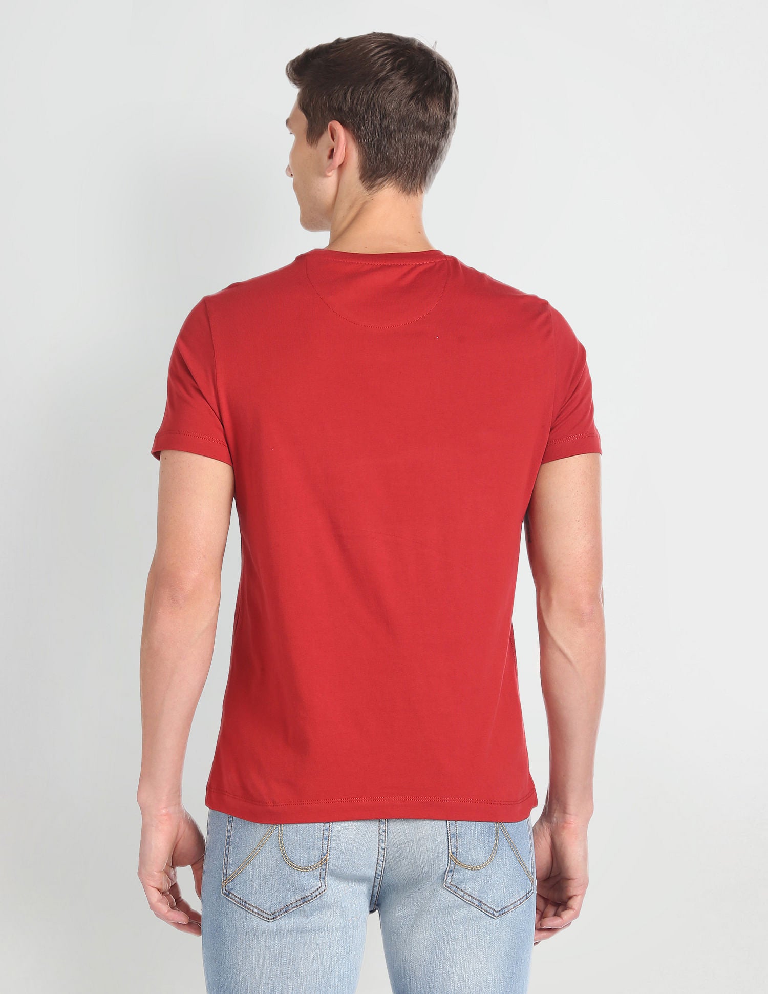 Crew Neck Typographic Print T-Shirt Red - U.S. Polo Assn. India | Large