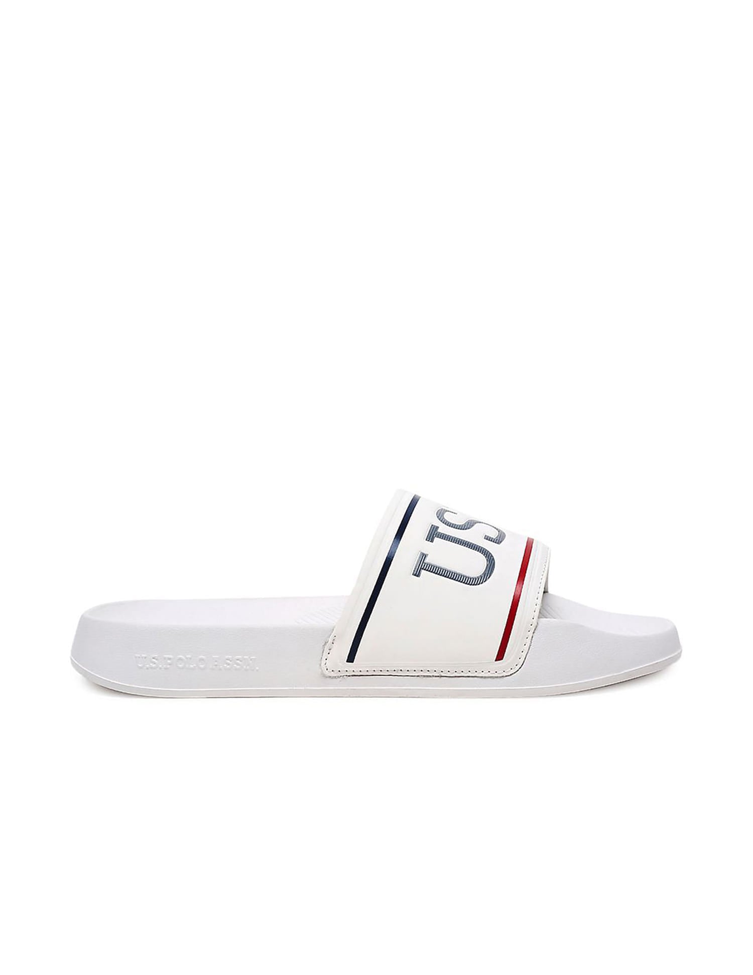 Men Open Toe Logo Cloyee 6.0 Slides White - U.S. Polo Assn. India | Large