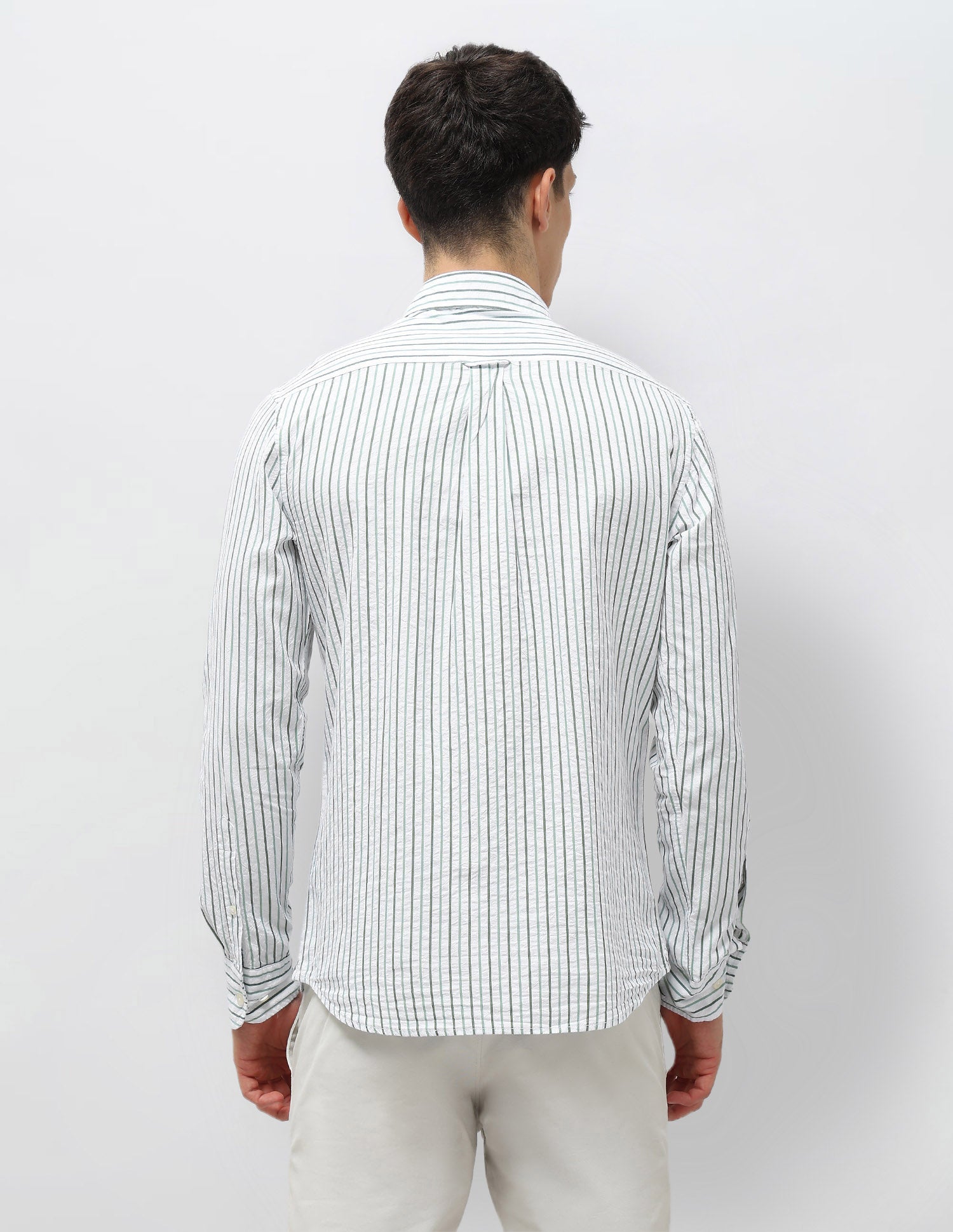 Vertical Striped Seersucker Shirt Light Green - U.S. Polo Assn. India | Large