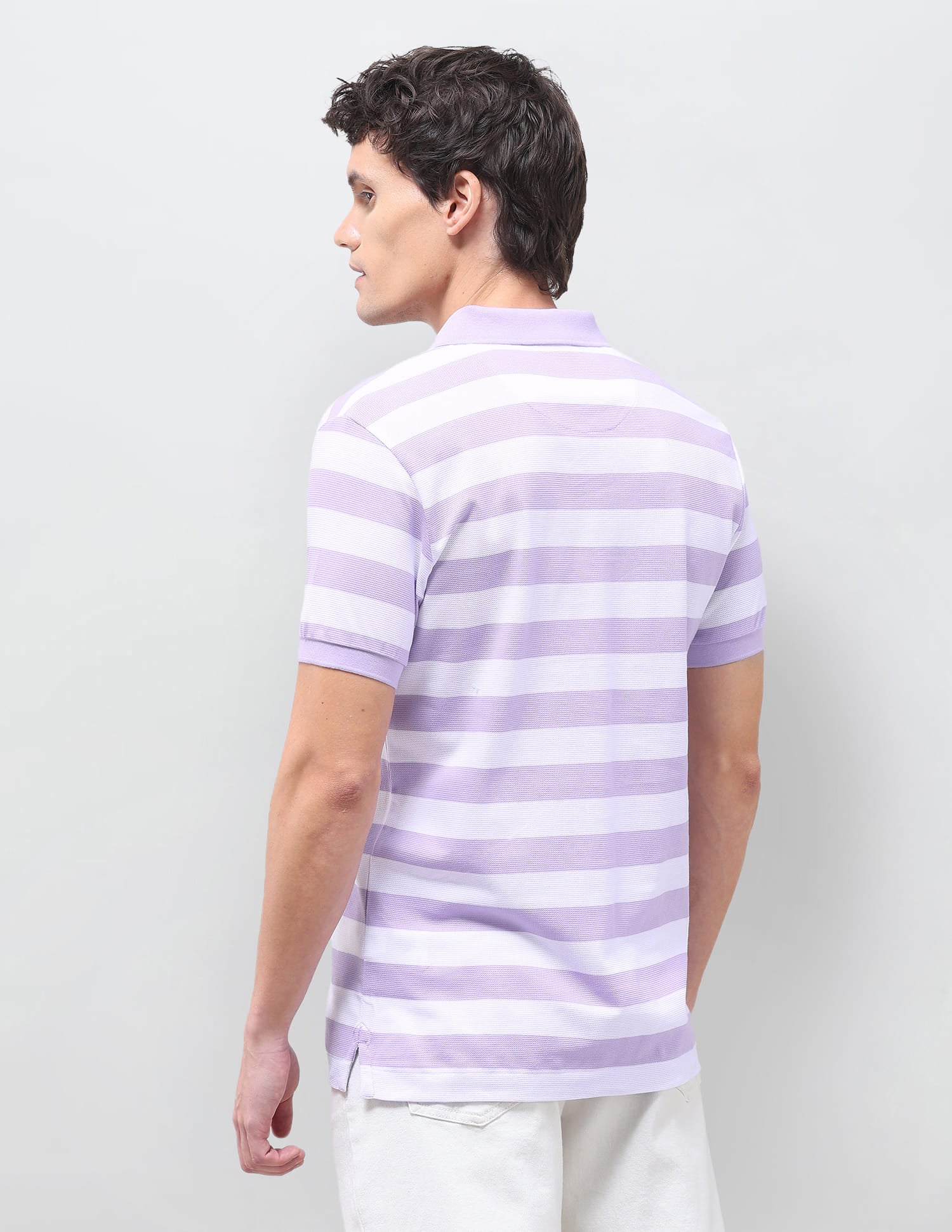 Horizontal Striped Slim Fit Polo Shirt Purple - U.S. Polo Assn. India | Large