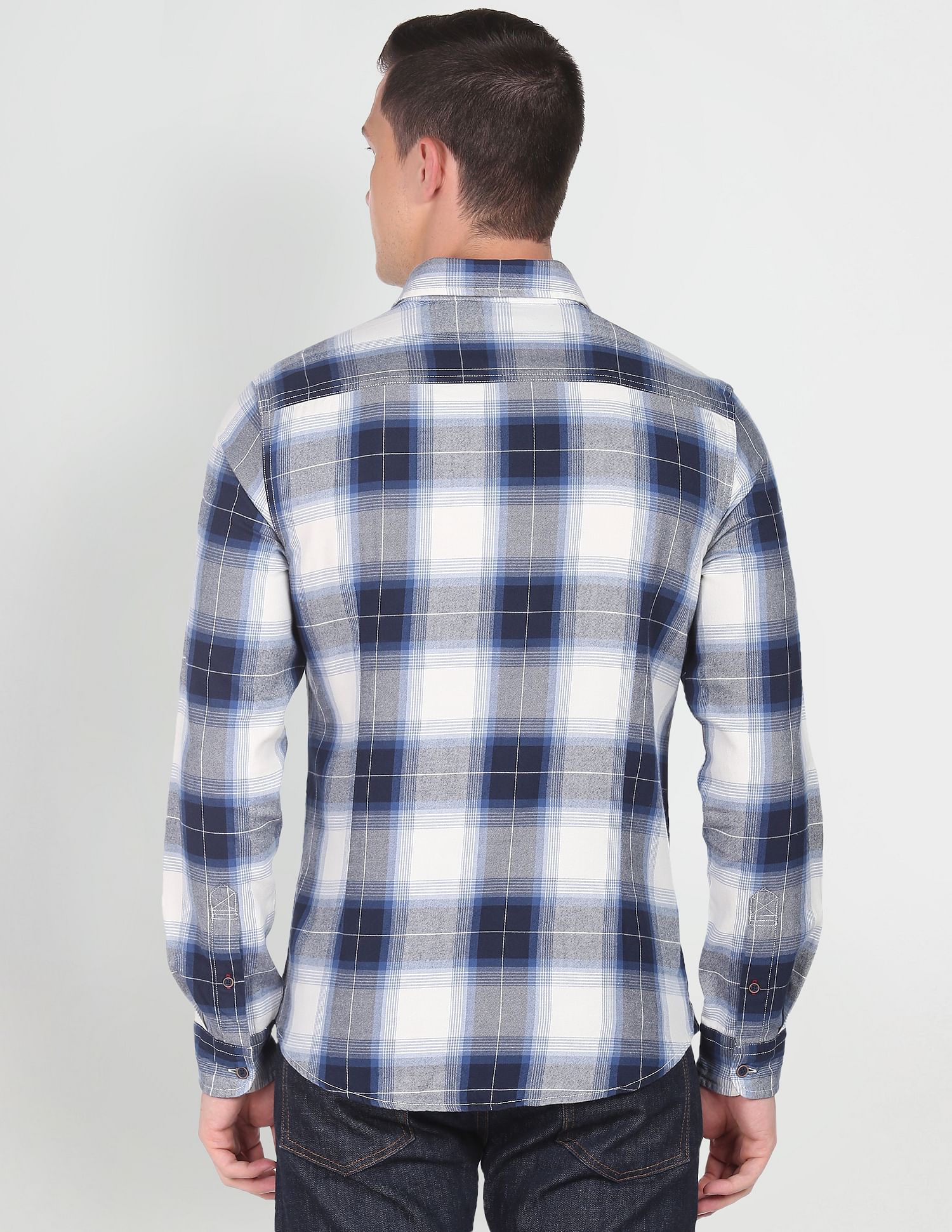 Pure Cotton Plaid Check Casual Shirt Blue - U.S. Polo Assn. India | Large