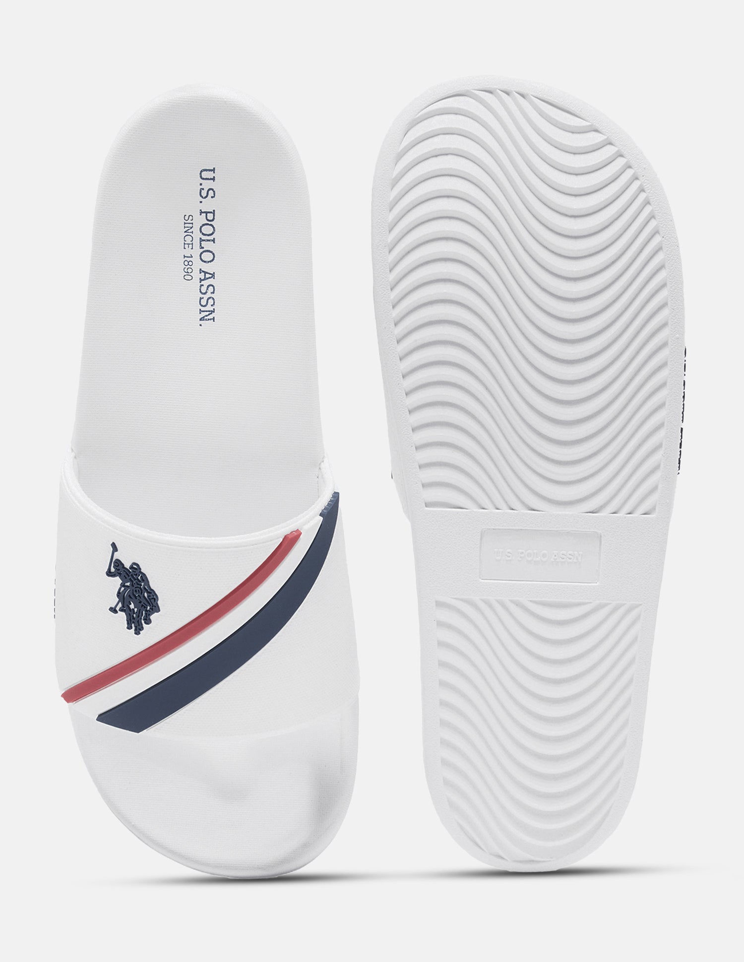 Striped Trevan Sliders White - U.S. Polo Assn. India | Large