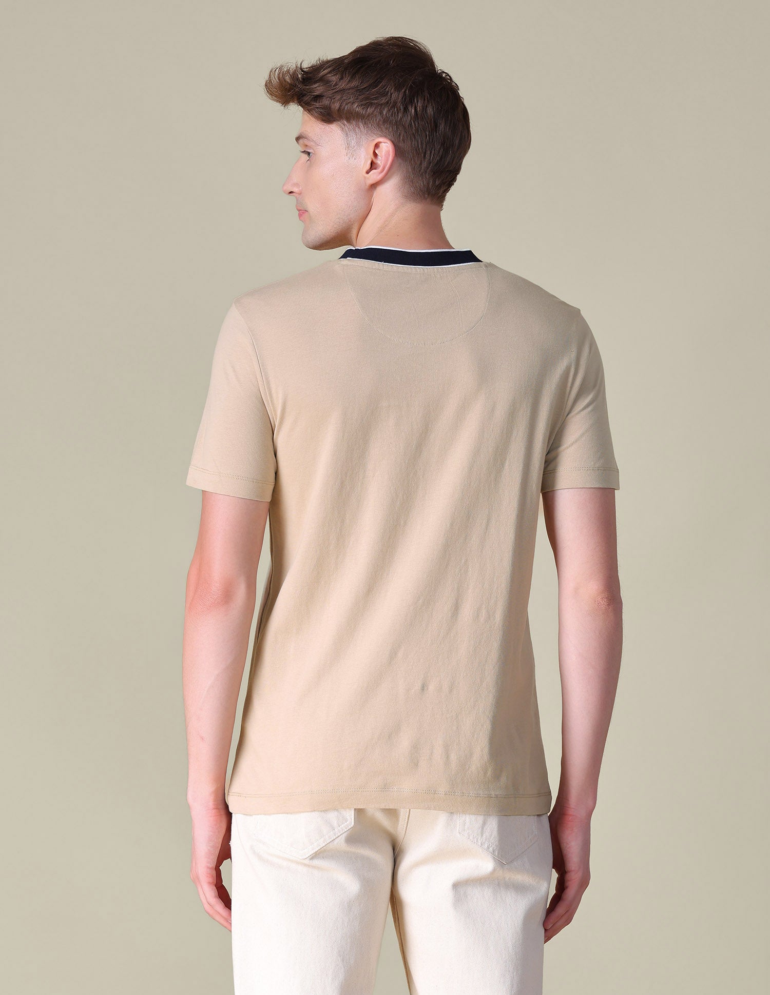 Brand Printed Slim Fit T-Shirt Beige - U.S. POLO ASSN. | Large