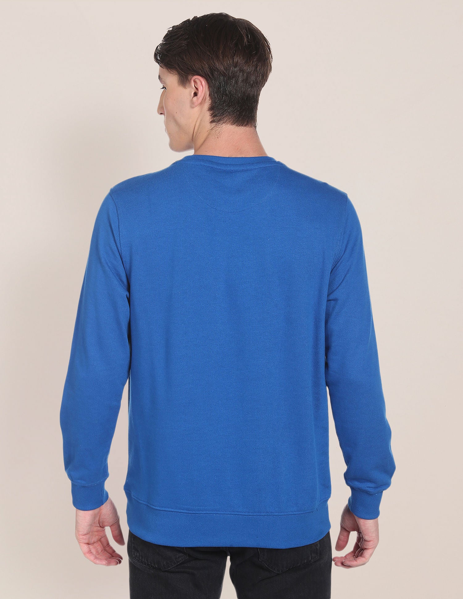 Men Blue Crew Neck Brand Print Sweatshirt Blue - U.S. POLO ASSN. | Large
