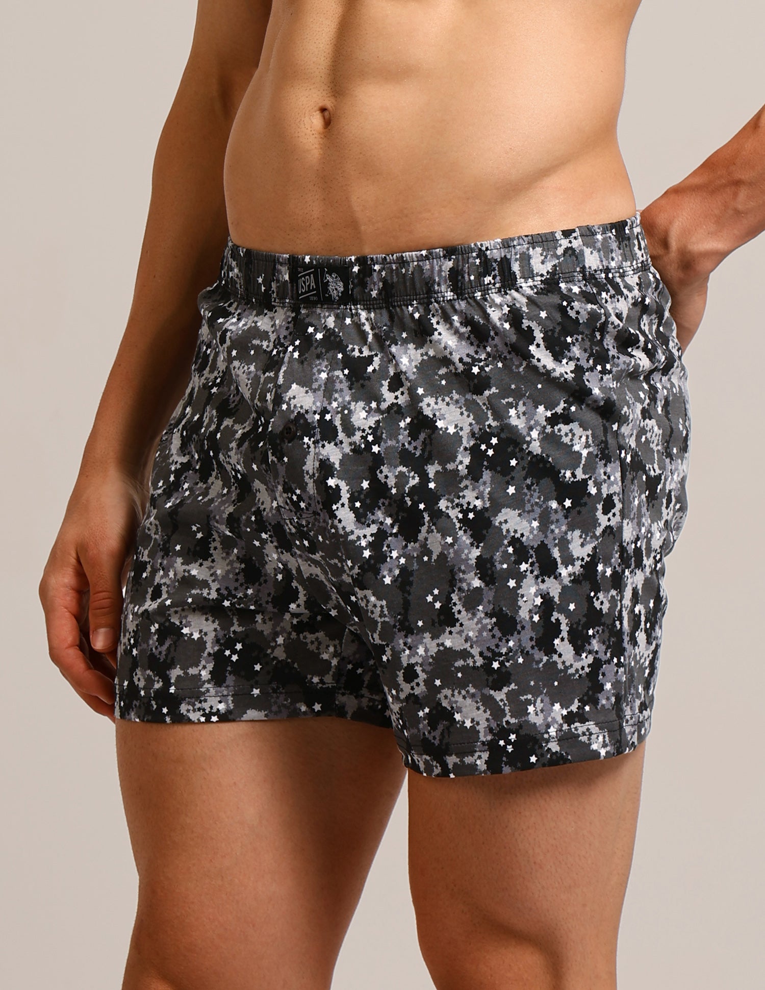 Pure Cotton OEX01 Boxers - Pack Of 2 Black and Grey - U.S. Polo Assn. India | Large