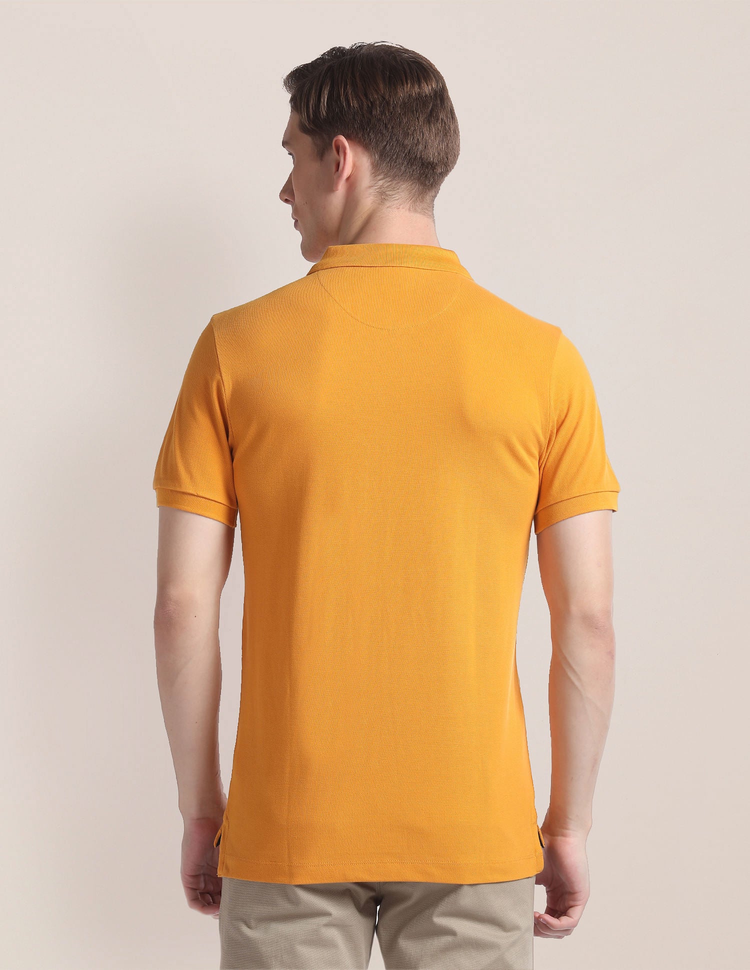 Horizontal Stripe Pique Polo Shirt Mustard - U.S. Polo Assn. India | Large