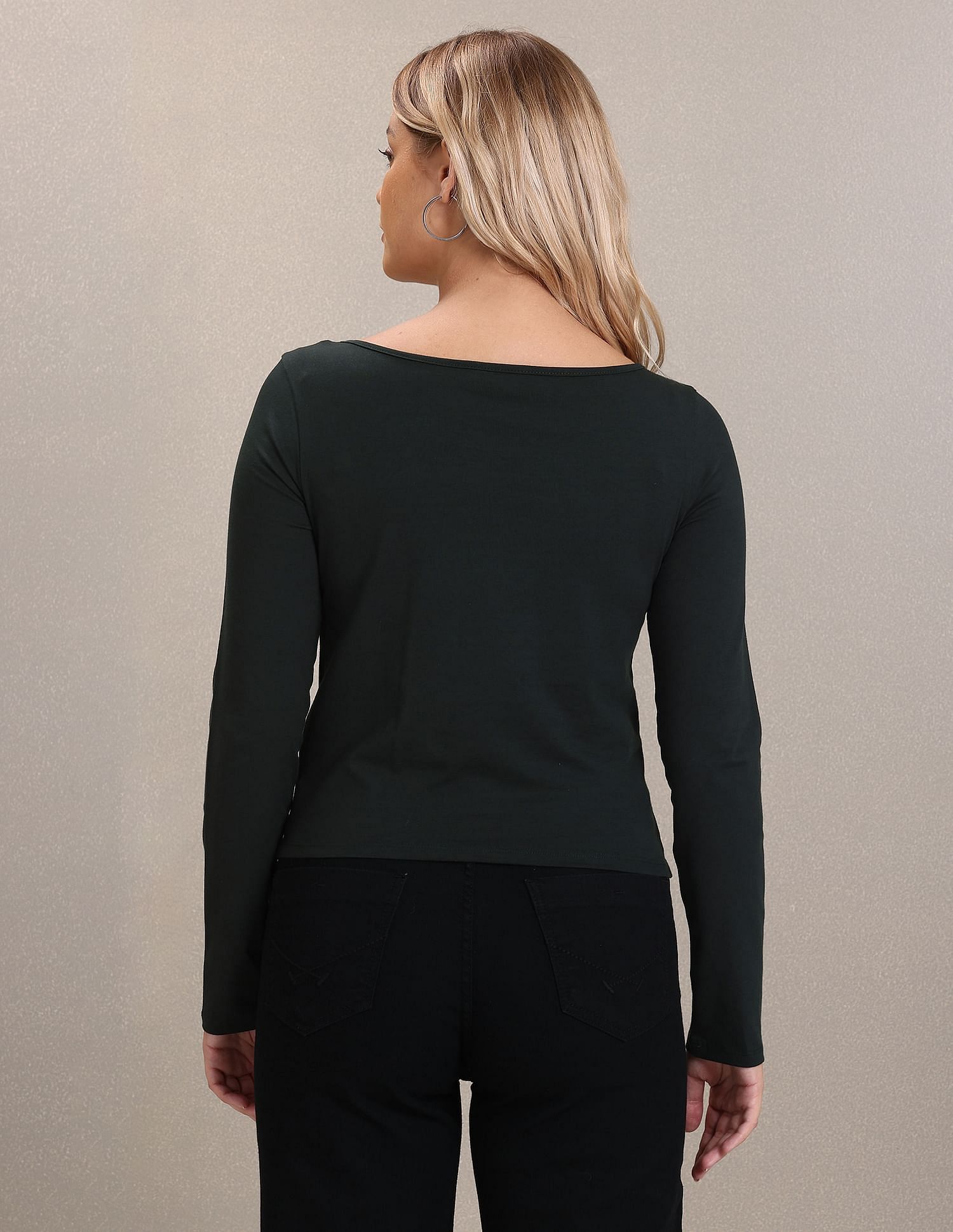 Long Sleeve Solid Top Dark Green - U.S. Polo Assn. India | Large