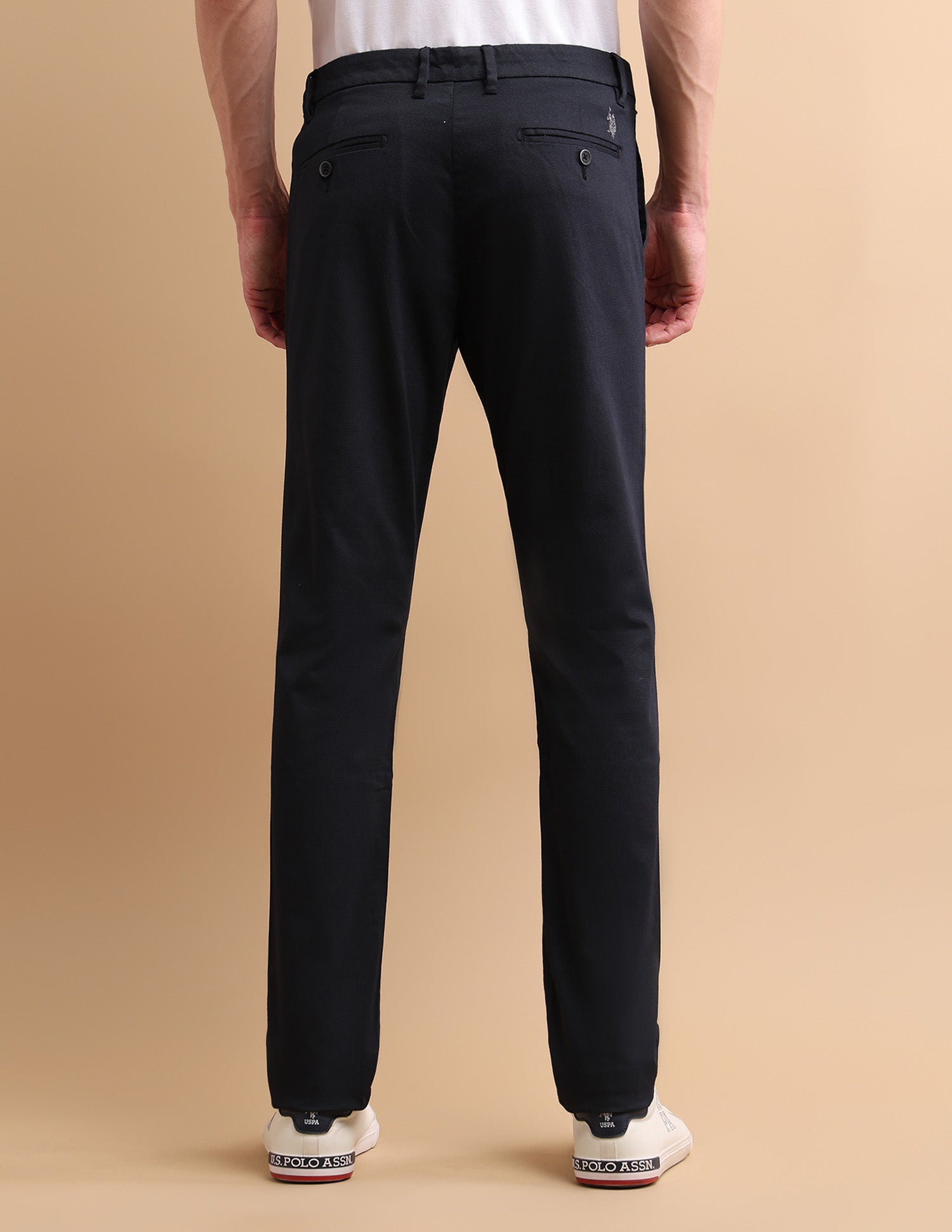 Denver Slim Fit Cotton Stretch Printed Signature Chinos Dark Blue - U.S. POLO ASSN. | Large