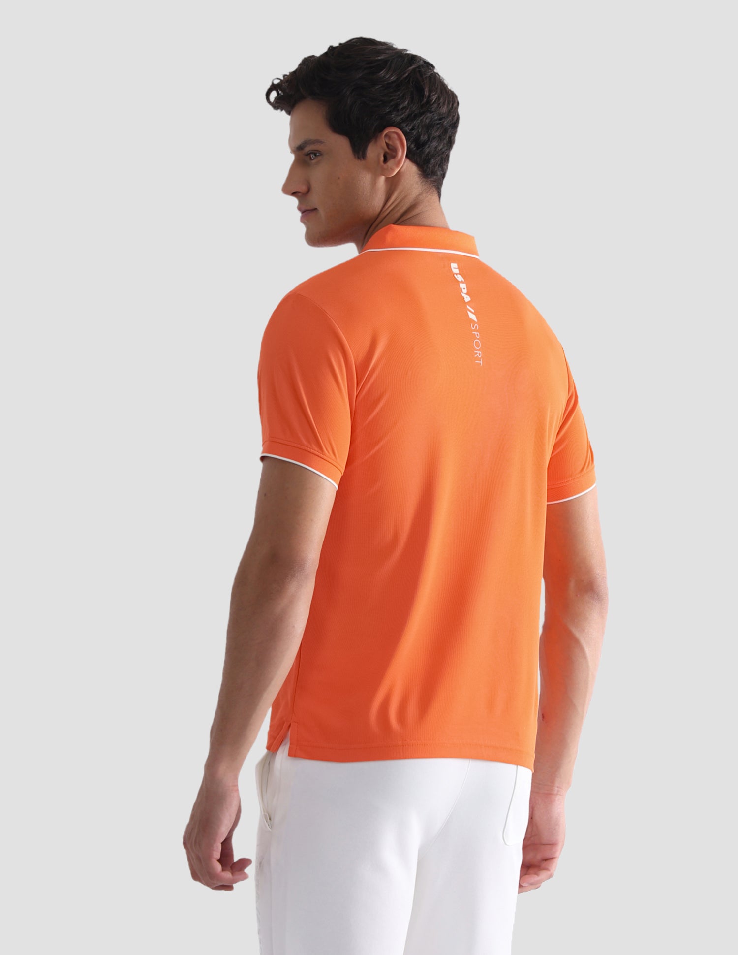 Solid Regular Fit Active Polo Shirt Orange - U.S. Polo Assn. India | Large