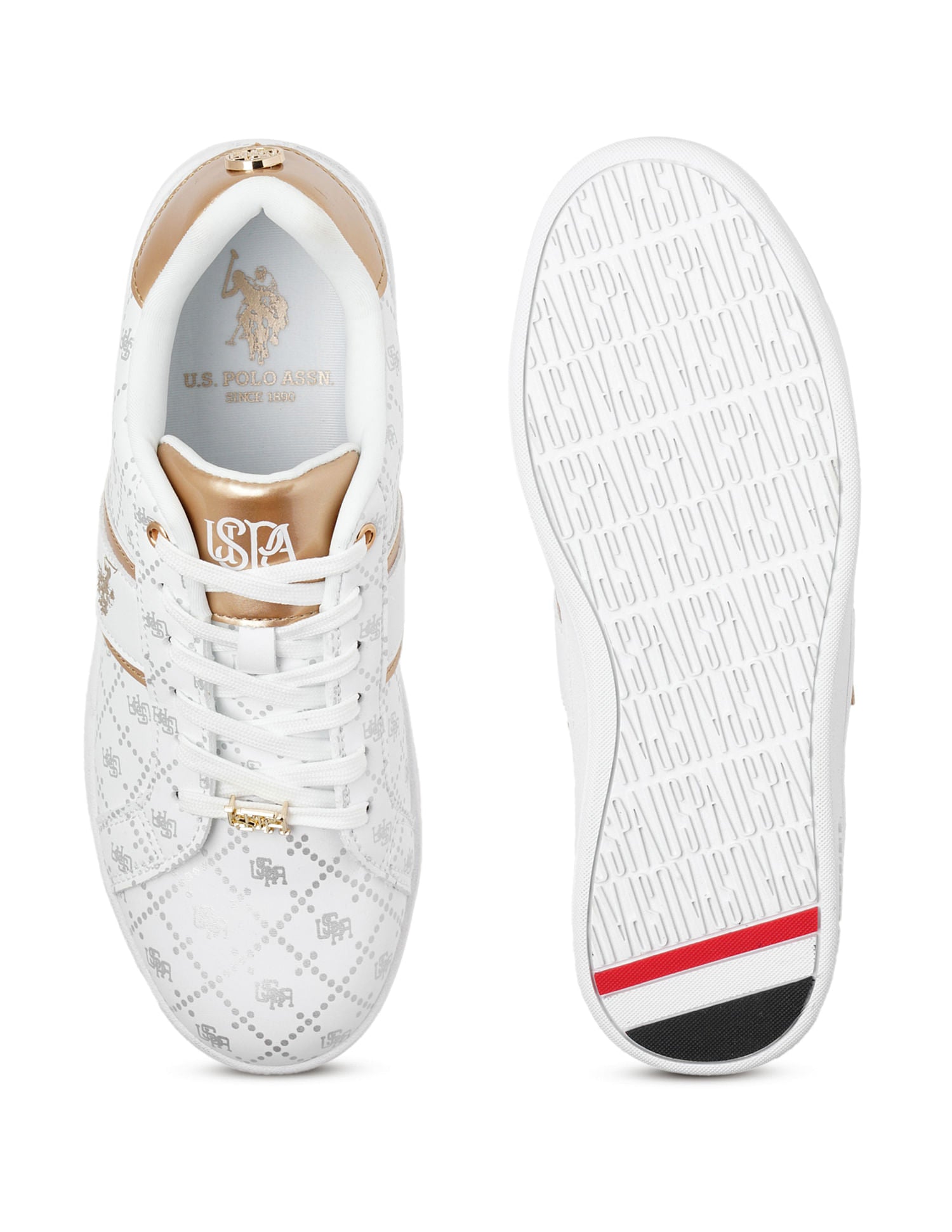 Women Monogram Harriet Sneakers White - U.S. POLO ASSN. | Large