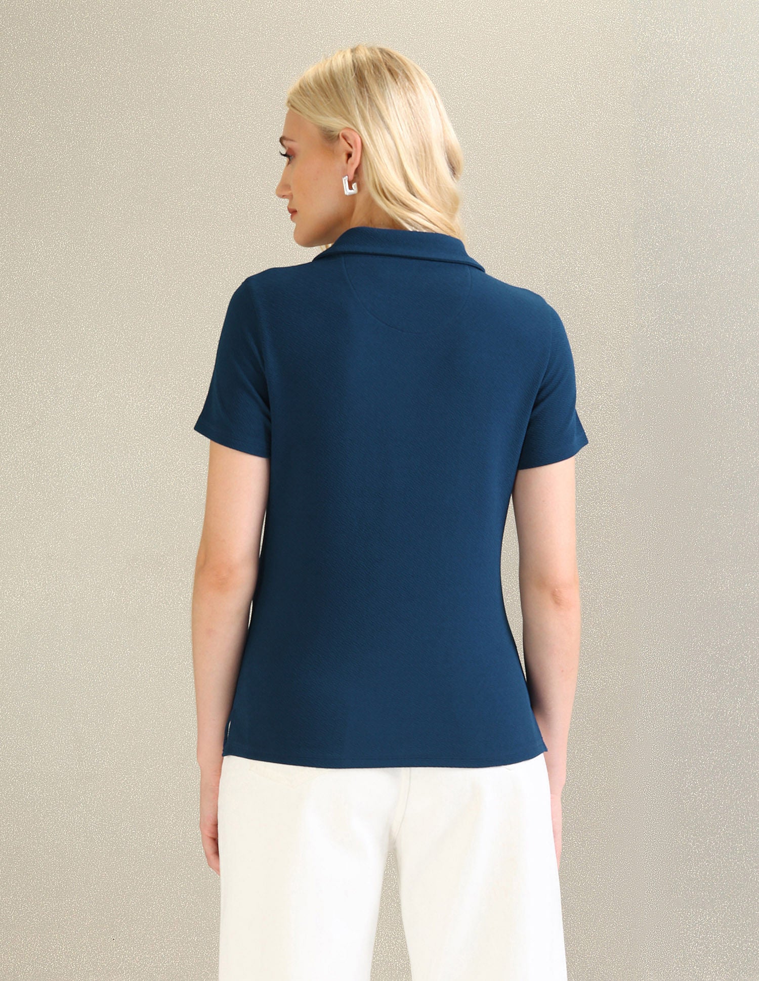 Ribbed Collar Textured Polo Shirt Teal - U.S. POLO ASSN. | Large