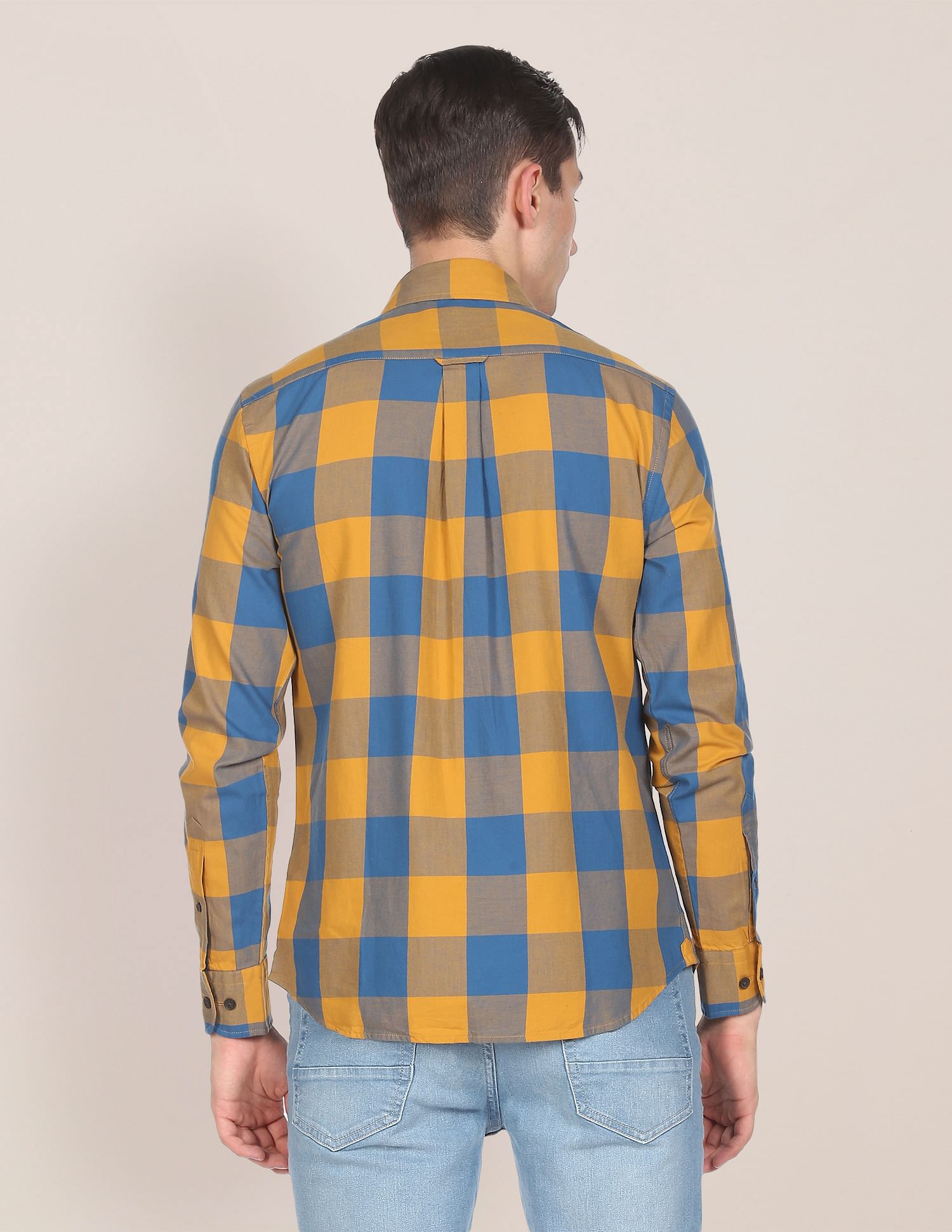 Men Brown Tailored Fit Check Casual Shirt Brown - U.S. POLO ASSN. | Large