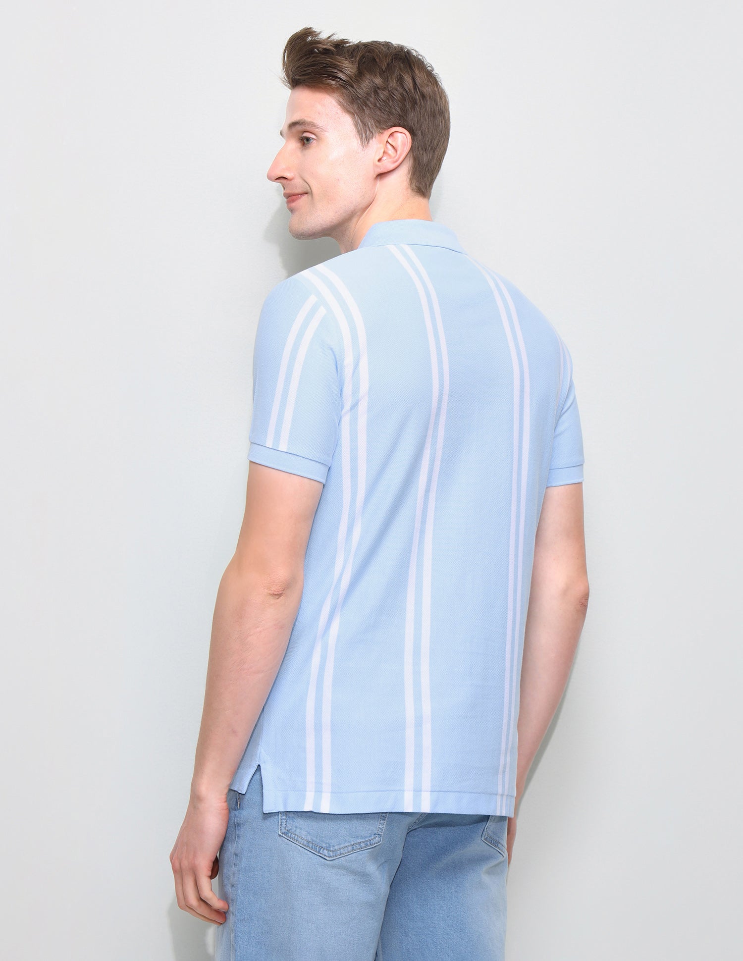 Vertical Striped Slim Fit Polo Shirt Blue - U.S. Polo Assn. India | Large