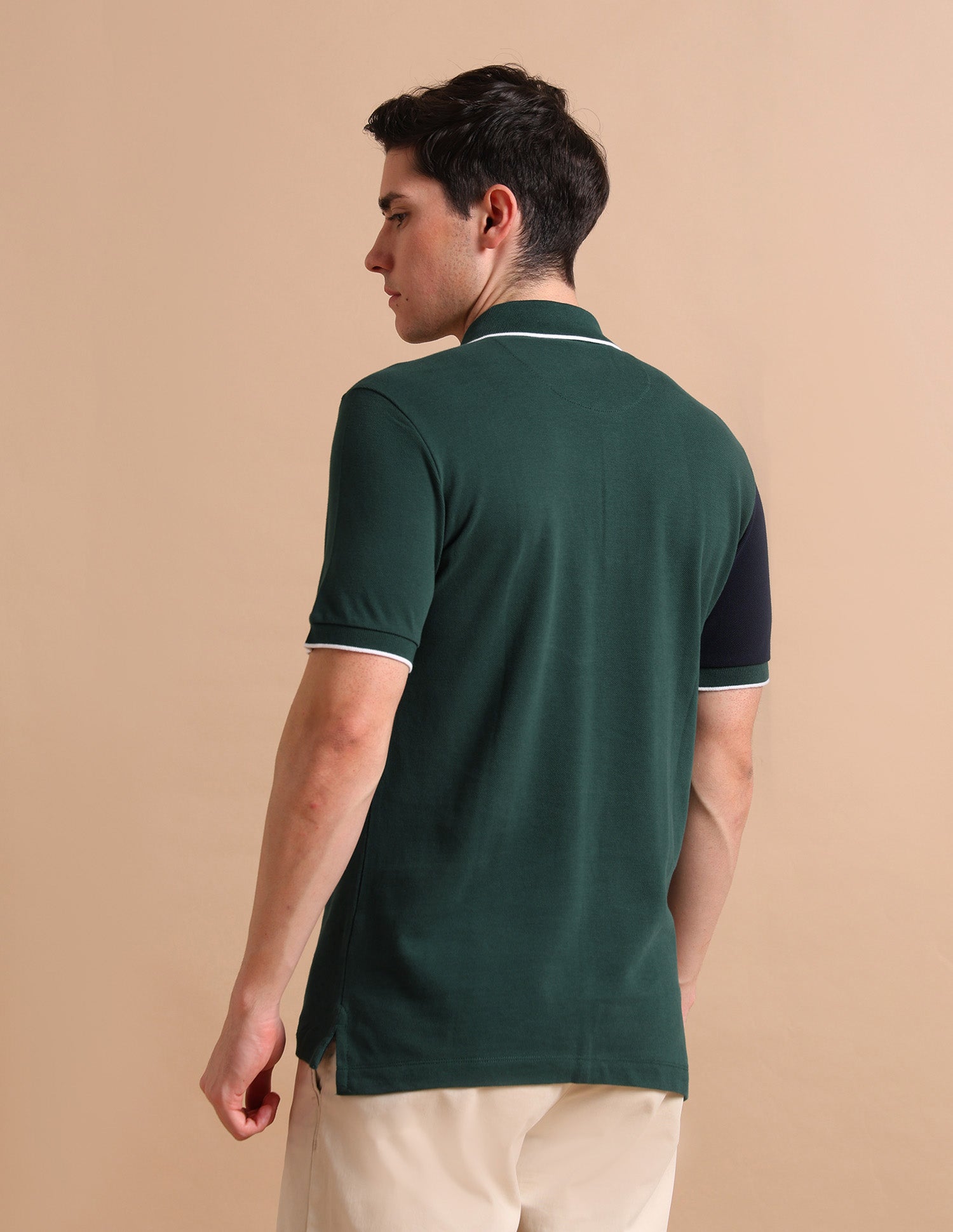 Colour Block Zipper Polo Shirt Green - U.S. POLO ASSN. | Large