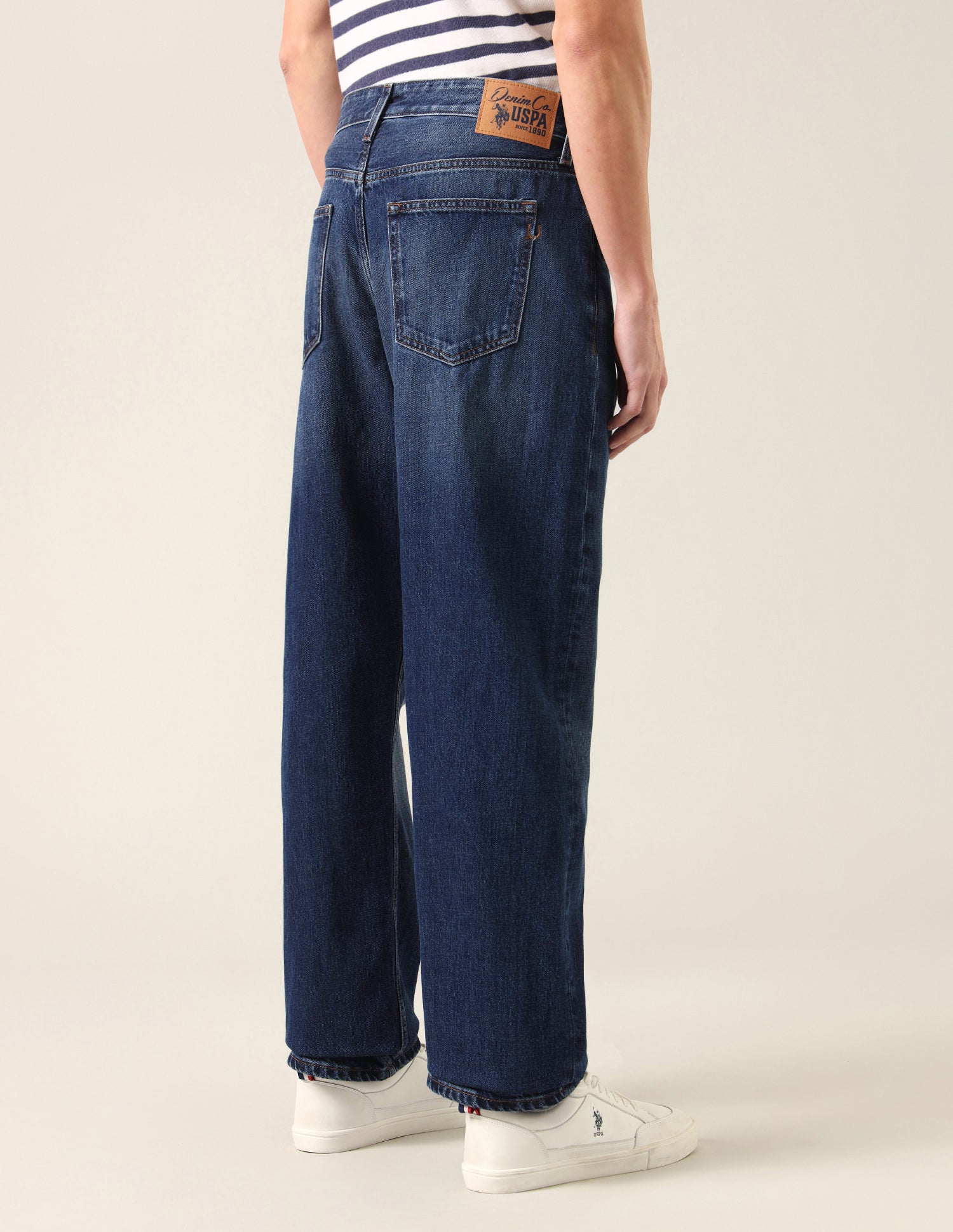 Logan Loose Straight Fit Whiskered Jeans Dark Blue - U.S. Polo Assn. India | Large