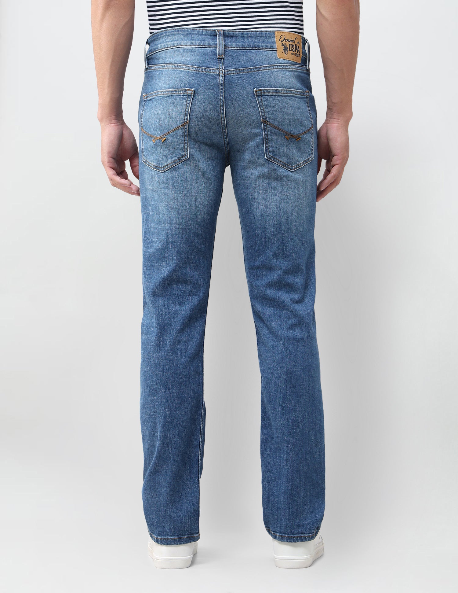 Harold Slim Straight Fit Blue Jeans Mid Blue - U.S. Polo Assn. India | Large