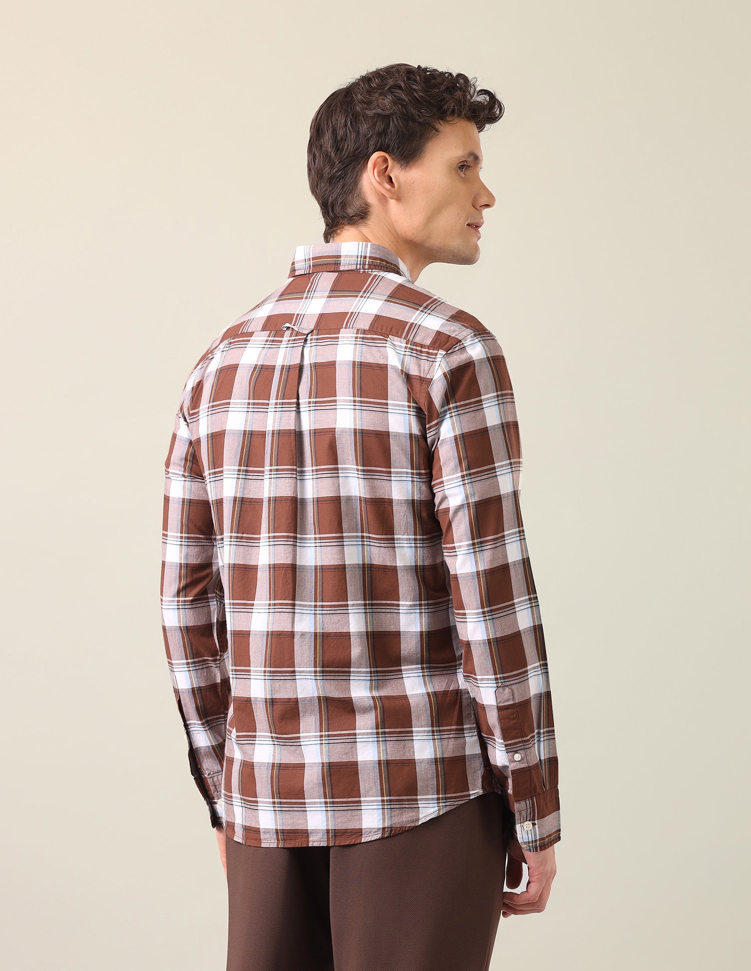 Tartan Checked Tailored Fit Shirt Rust - U.S. Polo Assn. India | Large