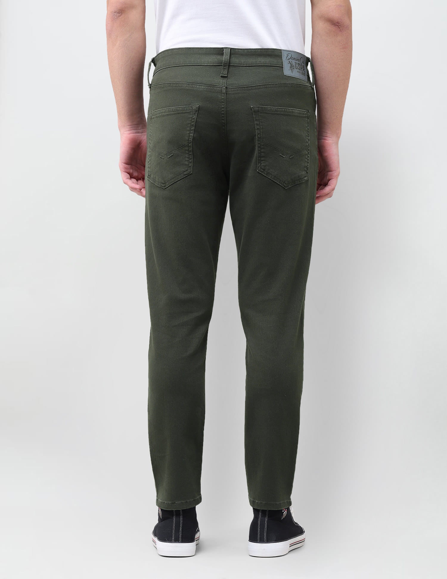 Solid Slim Tapered Fit Jeans Green - U.S. Polo Assn. India | Large