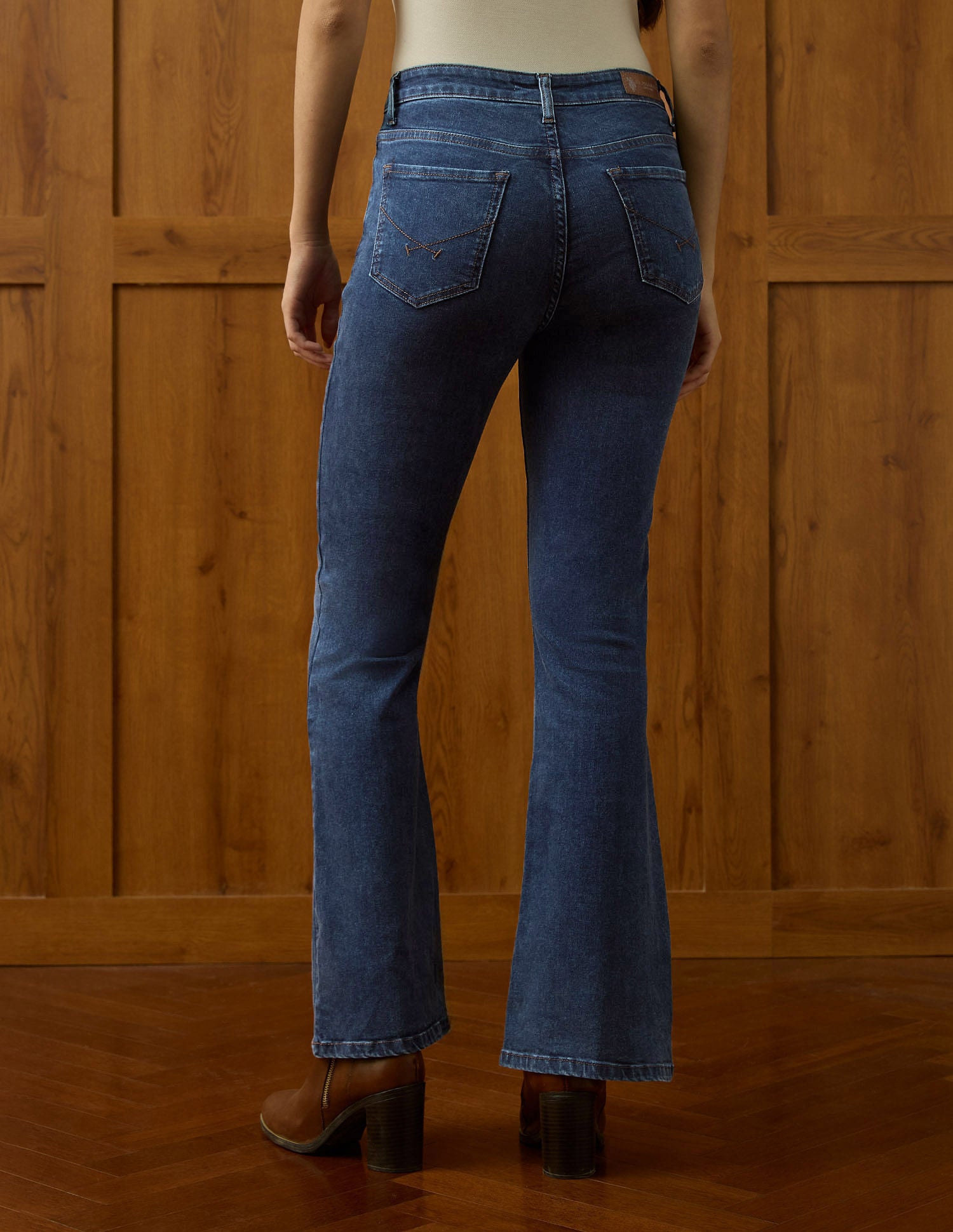 High Rise Flared Fit Jeans Mid Blue - U.S. Polo Assn. India | Large