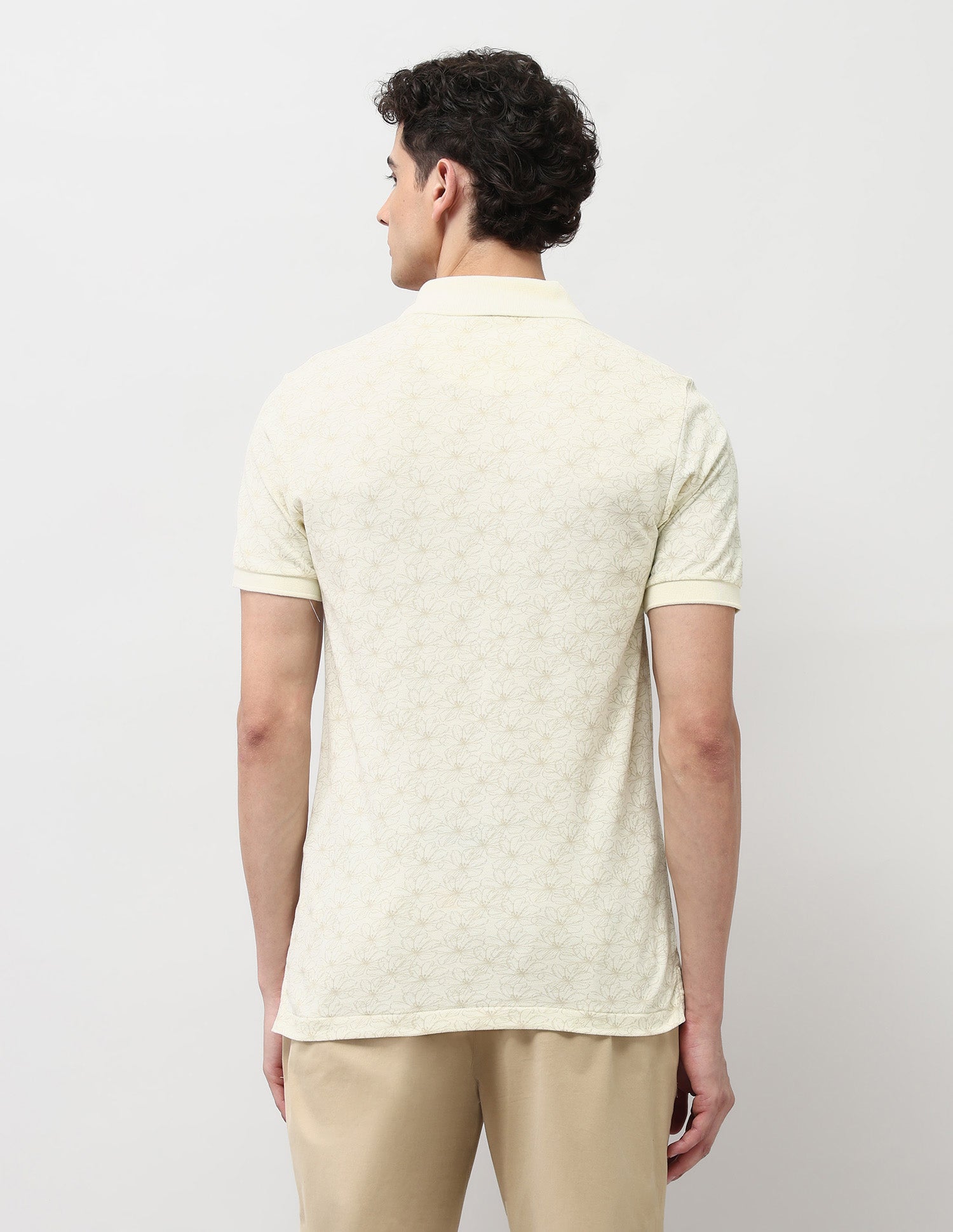 Pure Cotton Floral Printed Polo Shirt Off-white - U.S. Polo Assn. India | Large