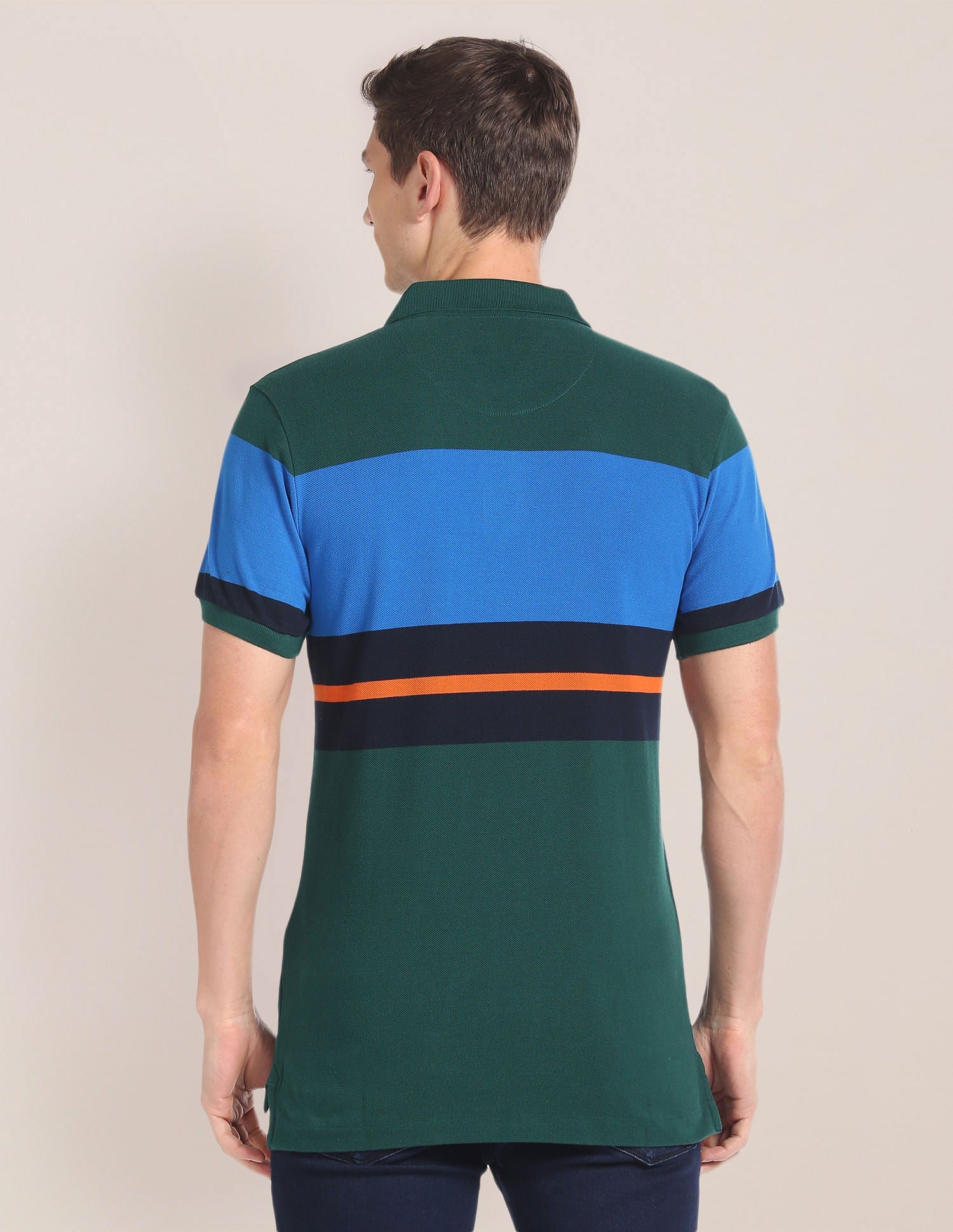 Colour Block Cotton Polo Shirt Green - U.S. POLO ASSN. | Large