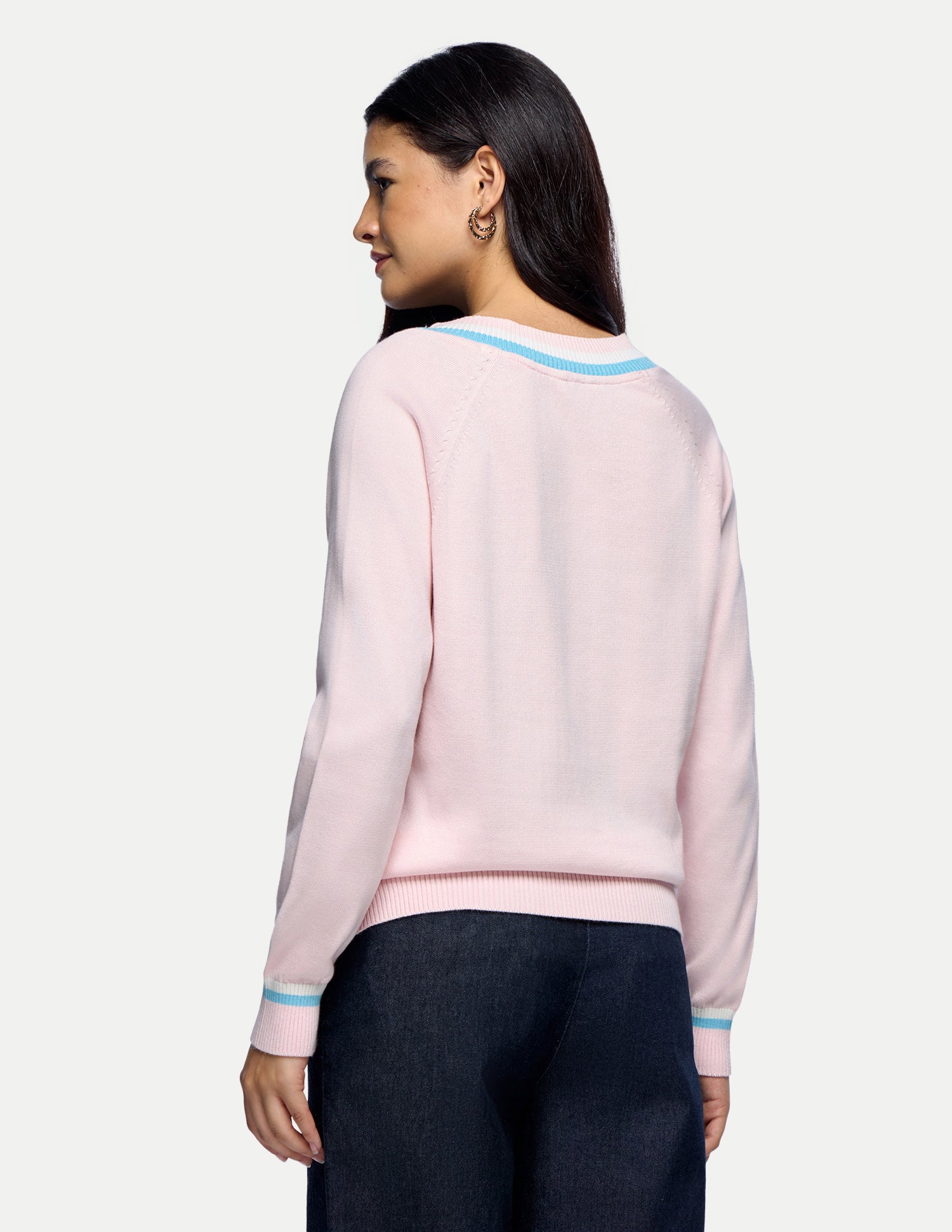 Cable Patterned Knit Regular Fit Sweater Light Pink - U.S. Polo Assn. India | Large