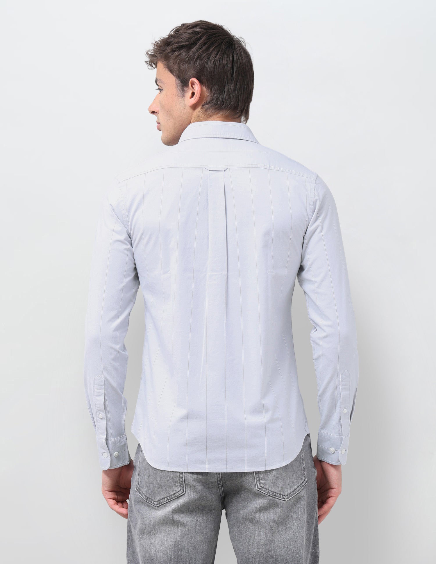 Vertical Striped Oxford Shirt Light Grey - U.S. Polo Assn. India | Large