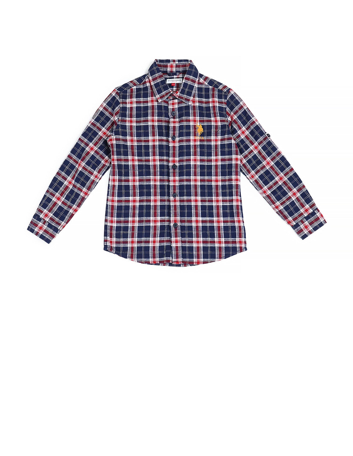 Dobby Regular Fit Checked Shirt Navy - U.S. POLO ASSN. | Large