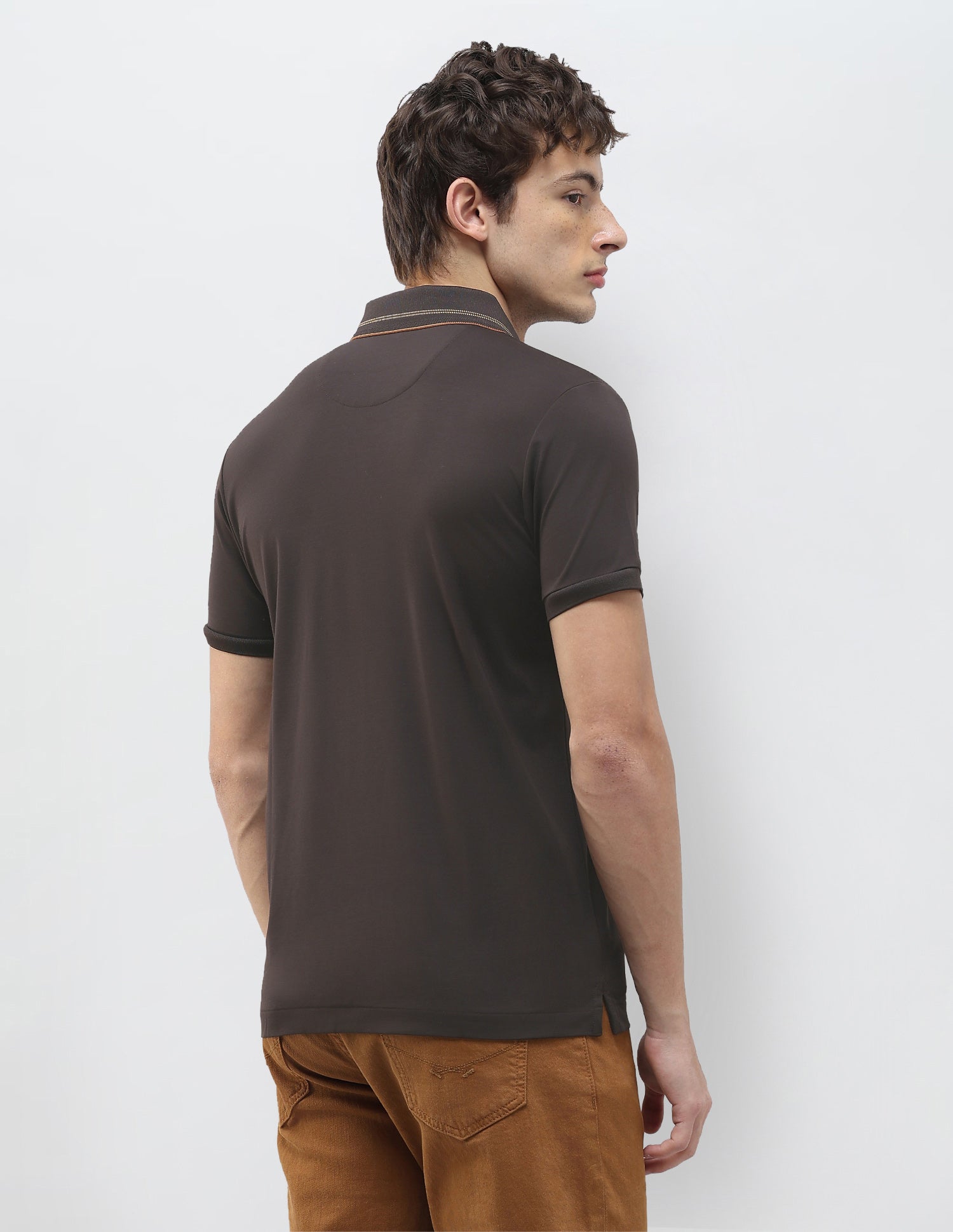 Solid Slim Fit Polo Shirt Dark Brown - U.S. Polo Assn. India | Large
