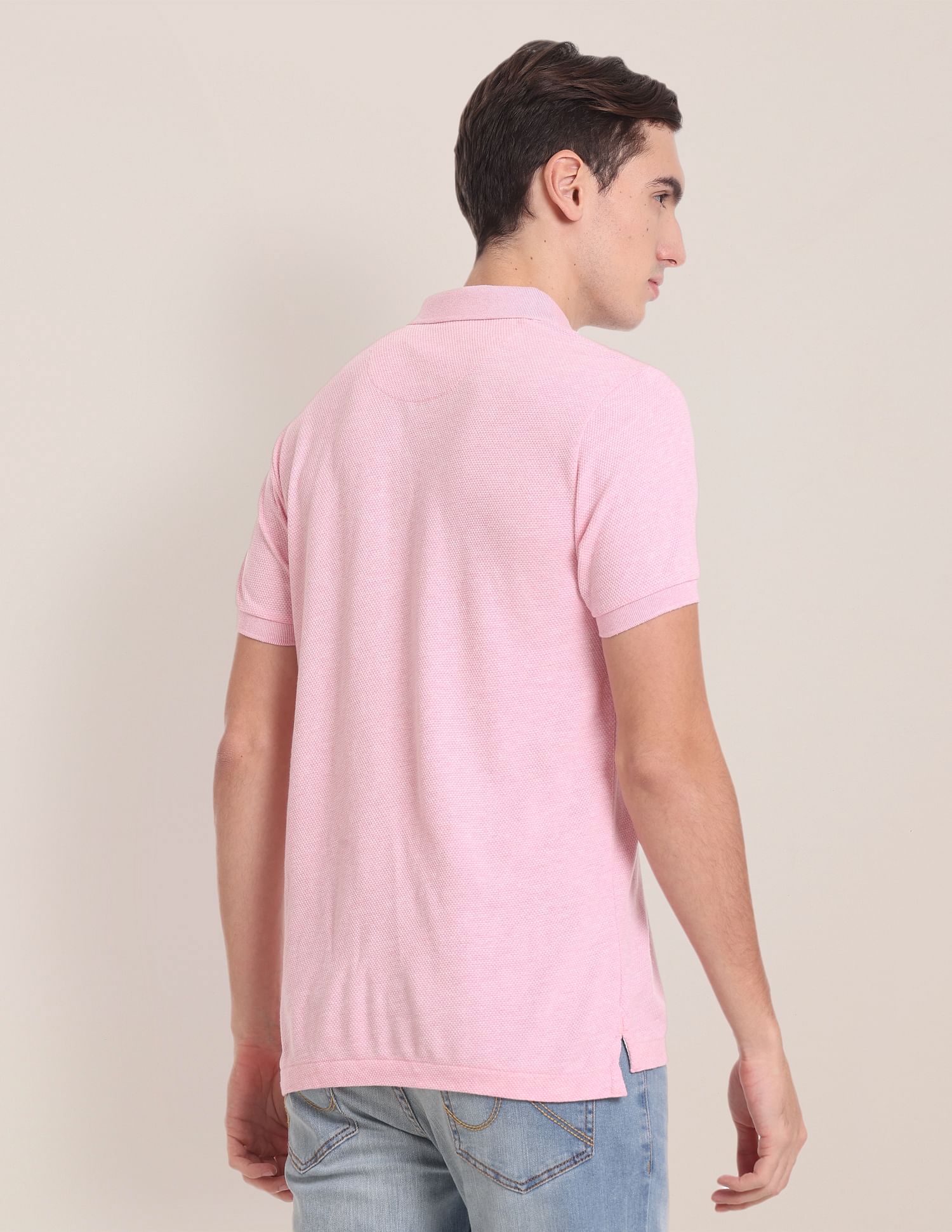 Slim Fit Popcorn Polo Shirt Light Pink - U.S. Polo Assn. India | Large