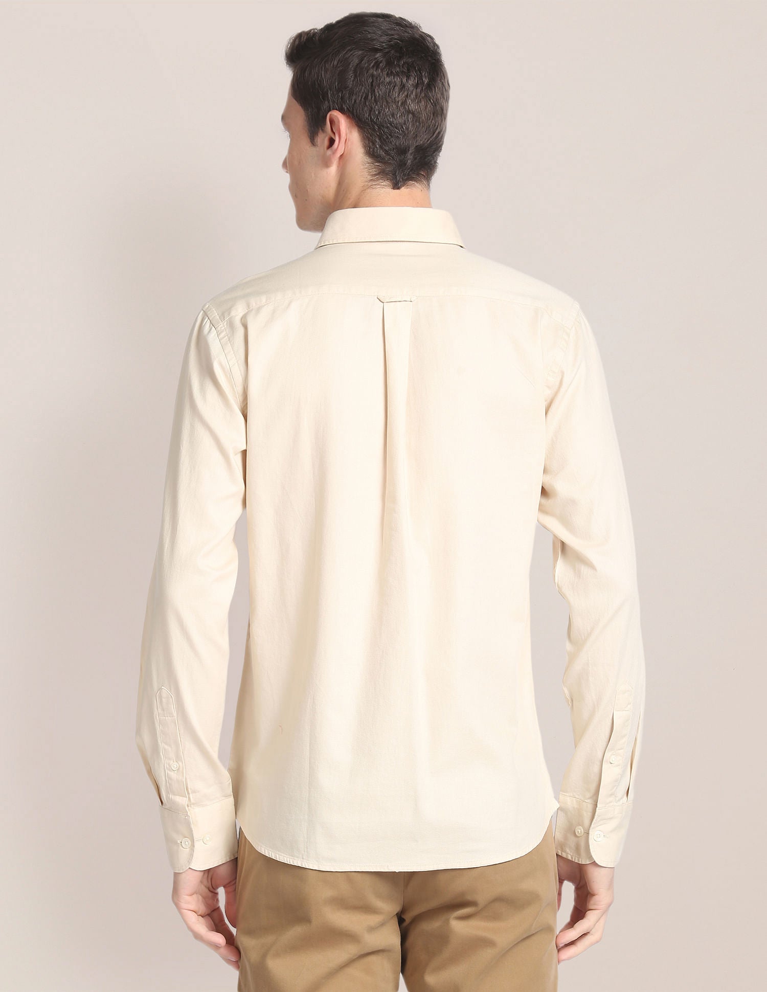 Premium Cotton Solid Shirt Cream - U.S. Polo Assn. India | Large