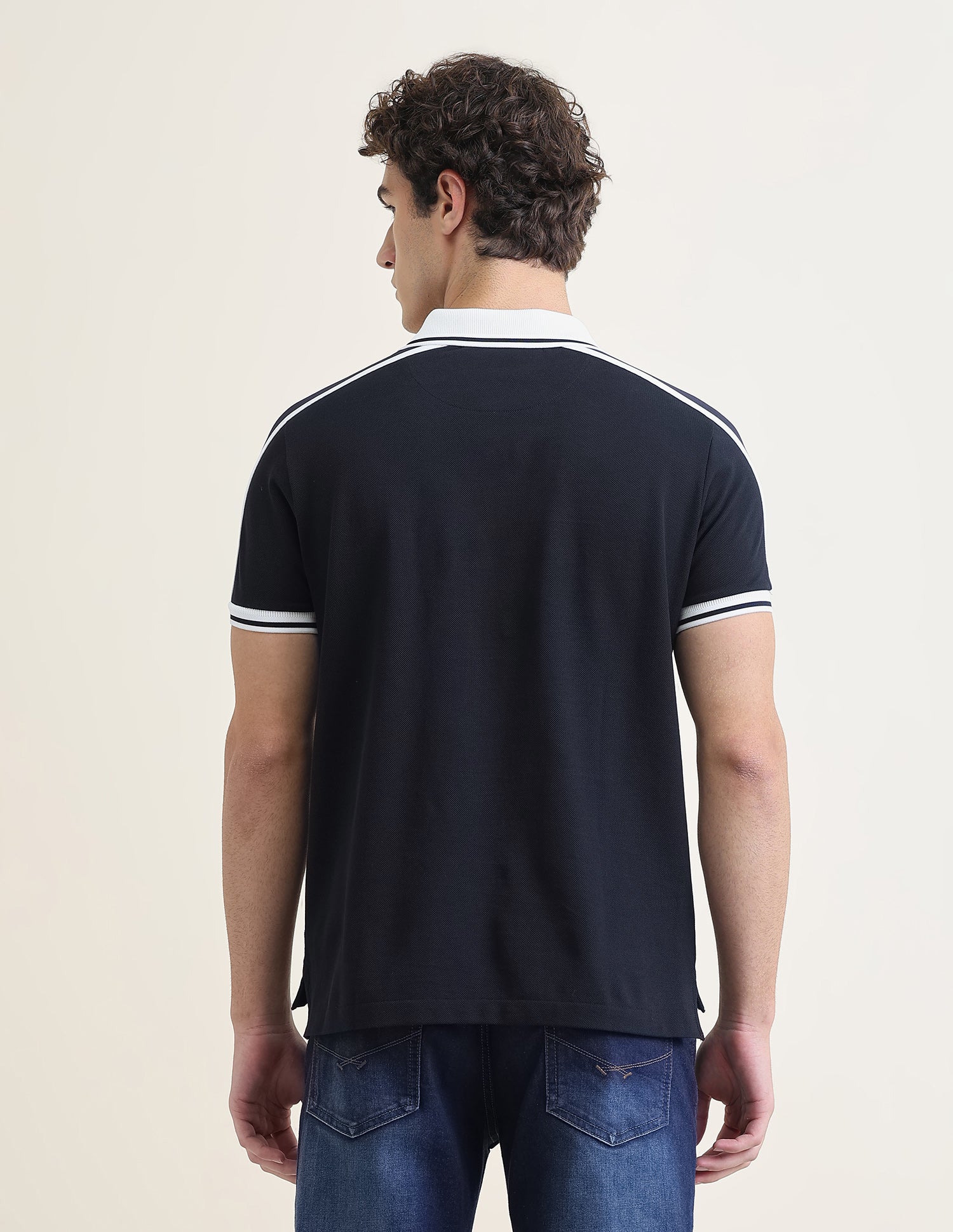 Solid Slim Fit Polo Shirt Navy - U.S. Polo Assn. India | Large