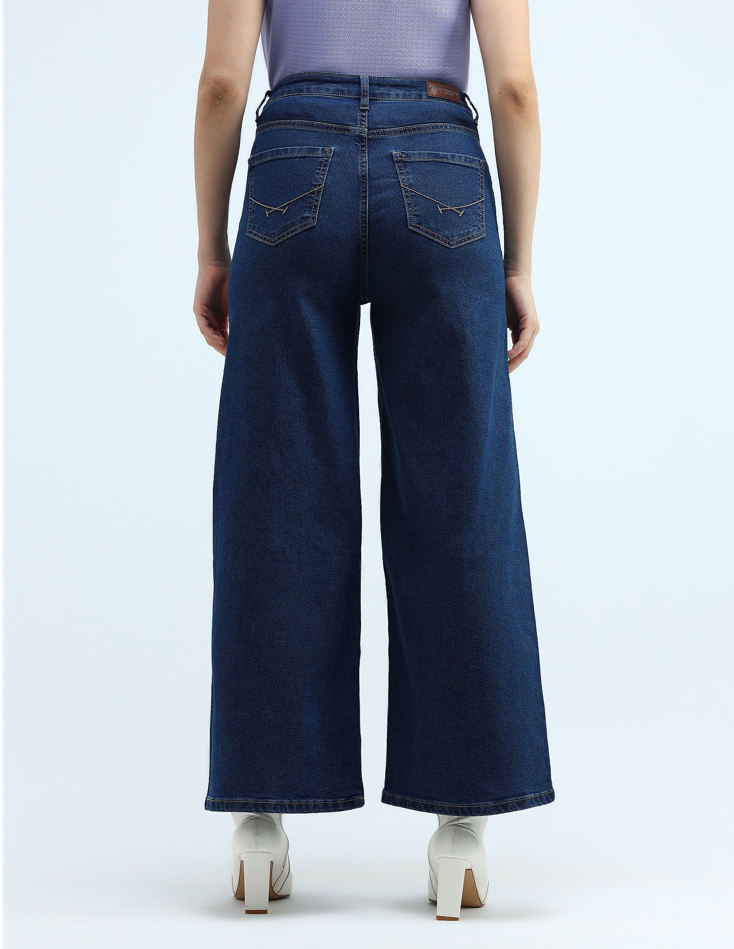 High Rise Ultra Wide Leg Jeans Dark Blue - U.S. Polo Assn. India | Large