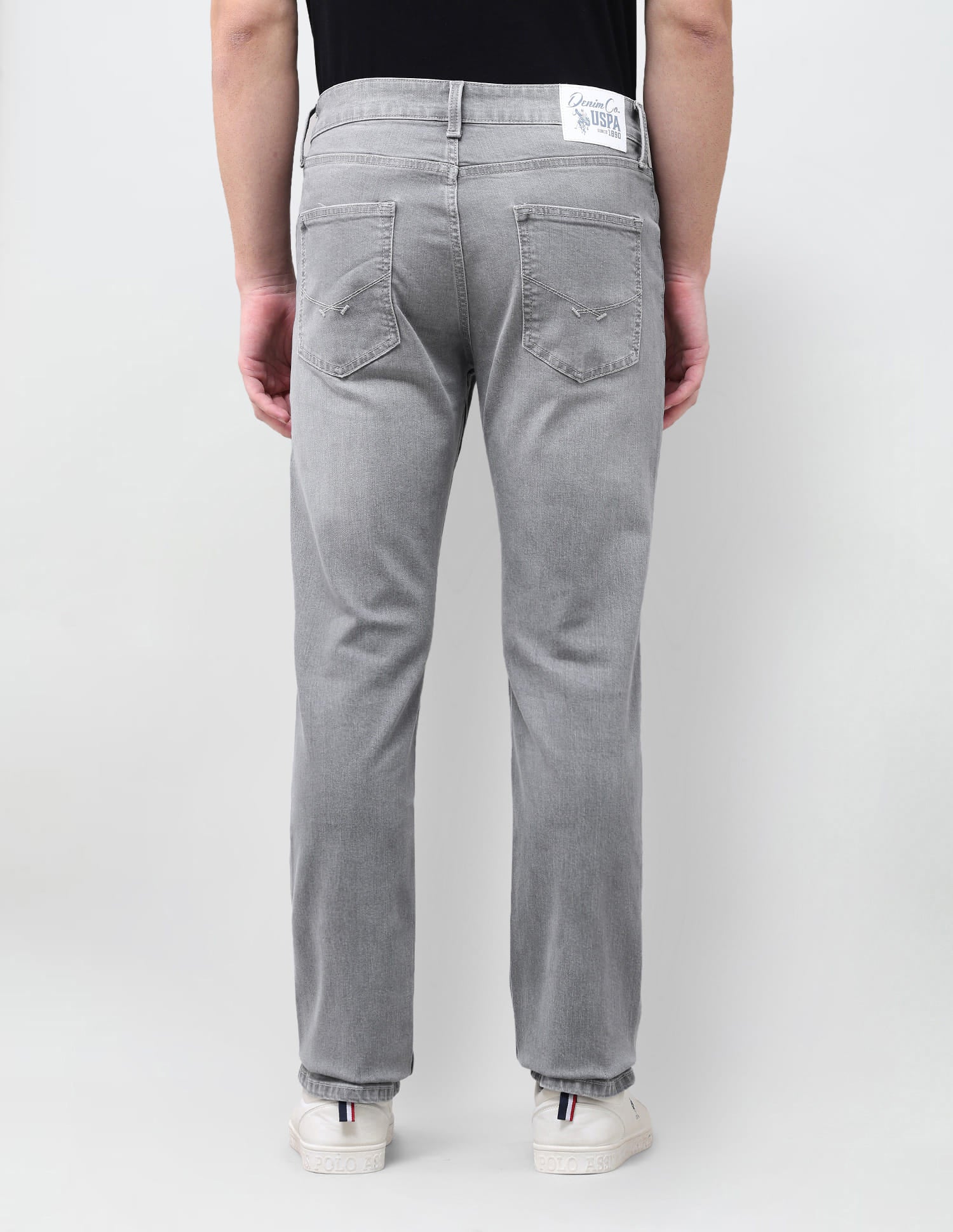 Solid Slim Straight Fit Jeans Grey - U.S. Polo Assn. India | Large