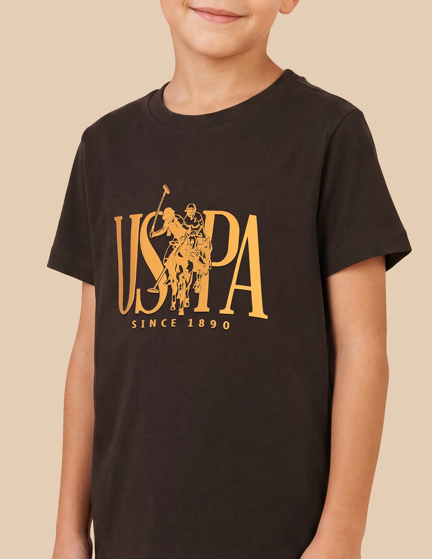 Brand Printed Regular Fit T-Shirt Brown - U.S. Polo Assn. India | Large