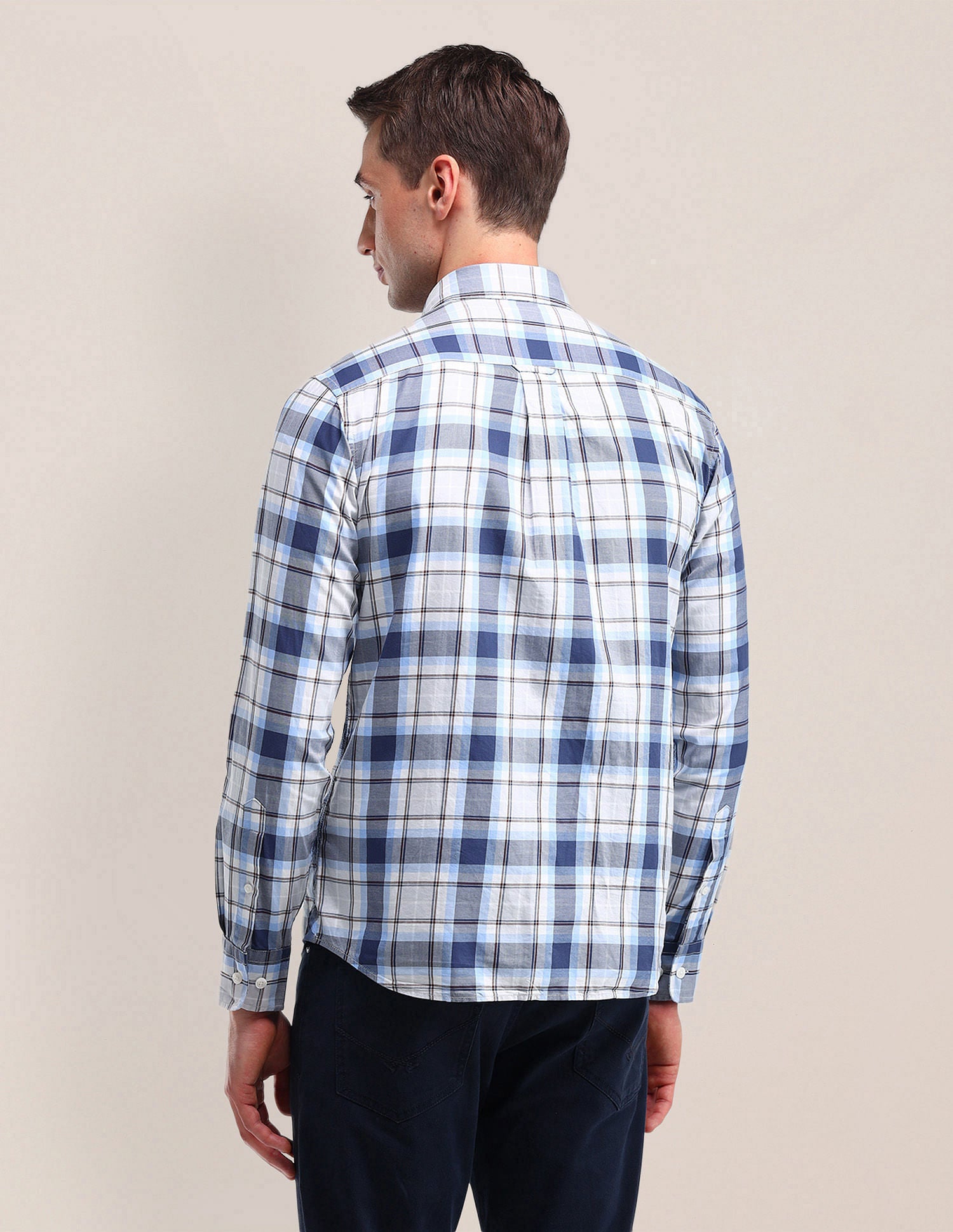 Tailored Fit Checked Shirt Blue - U.S. Polo Assn. India | Large