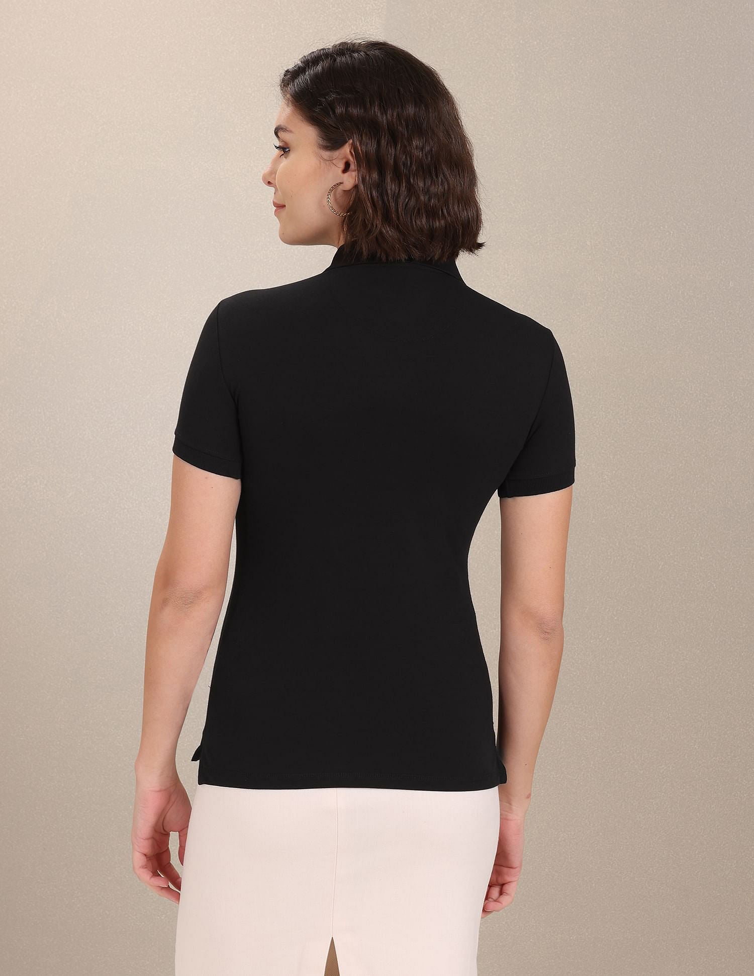 Embellished Logo Pique Polo Shirt Black - U.S. POLO ASSN. | Large