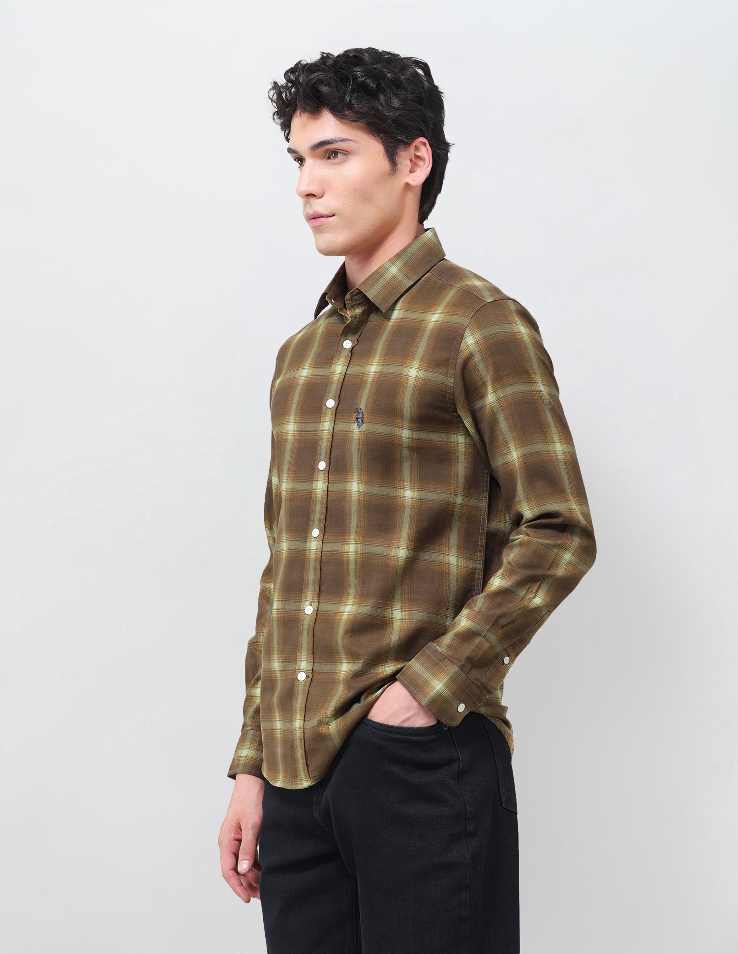 Tailored Fit Oxford Shirt Light Brown - U.S. Polo Assn. India | Large