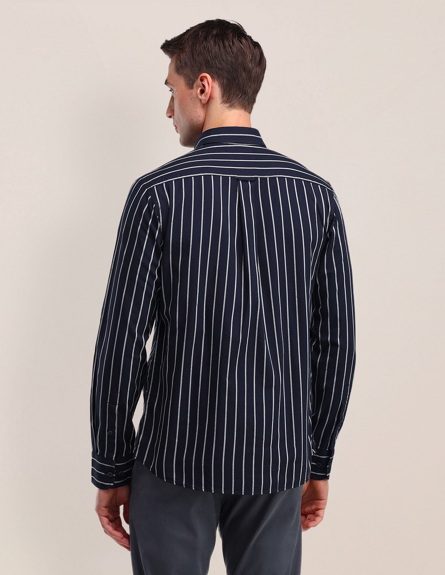 Tailored Fit Cotton Striped Shirt Navy - U.S. POLO ASSN. | Large