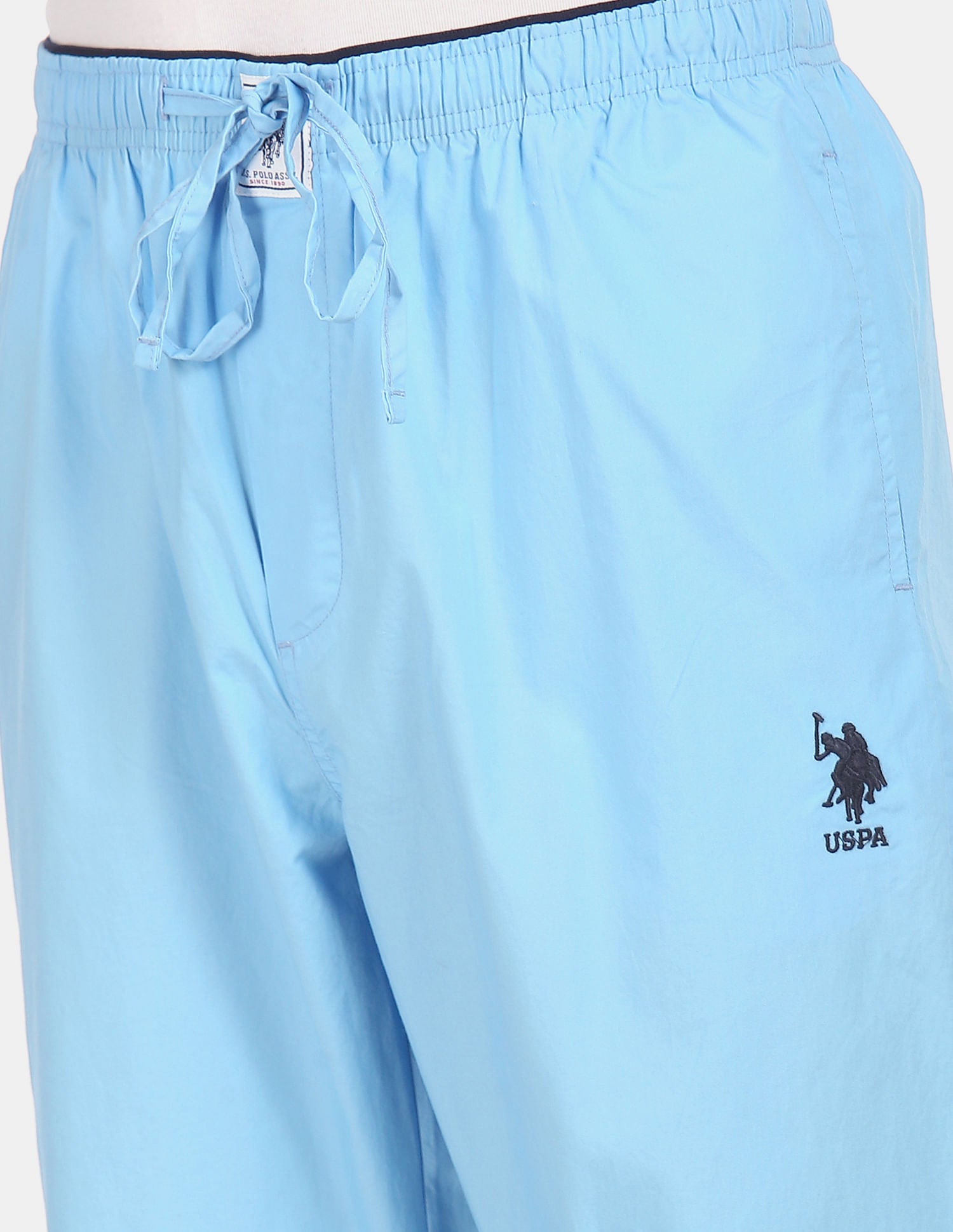 Comfort Fit Solid Cotton I690 Lounge Pants - Pack Of 1 Light Blue - U.S. POLO ASSN. | Large
