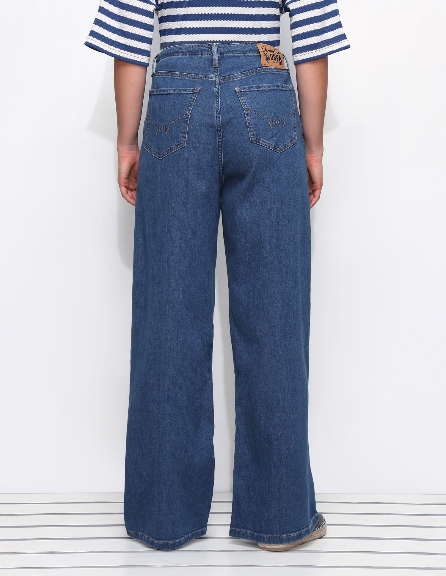 High Rise Baggy Fit Tie Up Jeans Blue - U.S. Polo Assn. India | Large