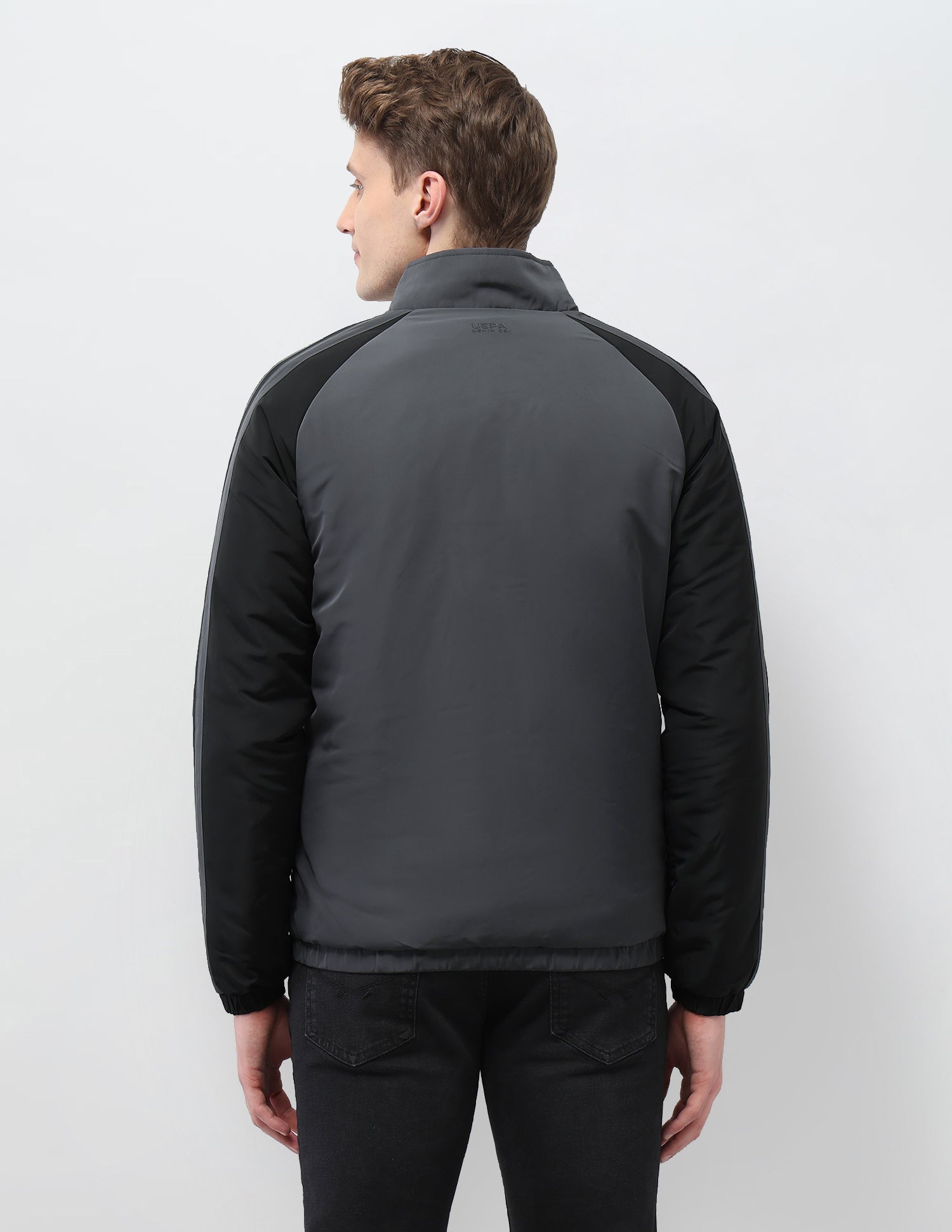Colour Blocked Regular Fit Puffer Jacket Grey - U.S. Polo Assn. India | Large