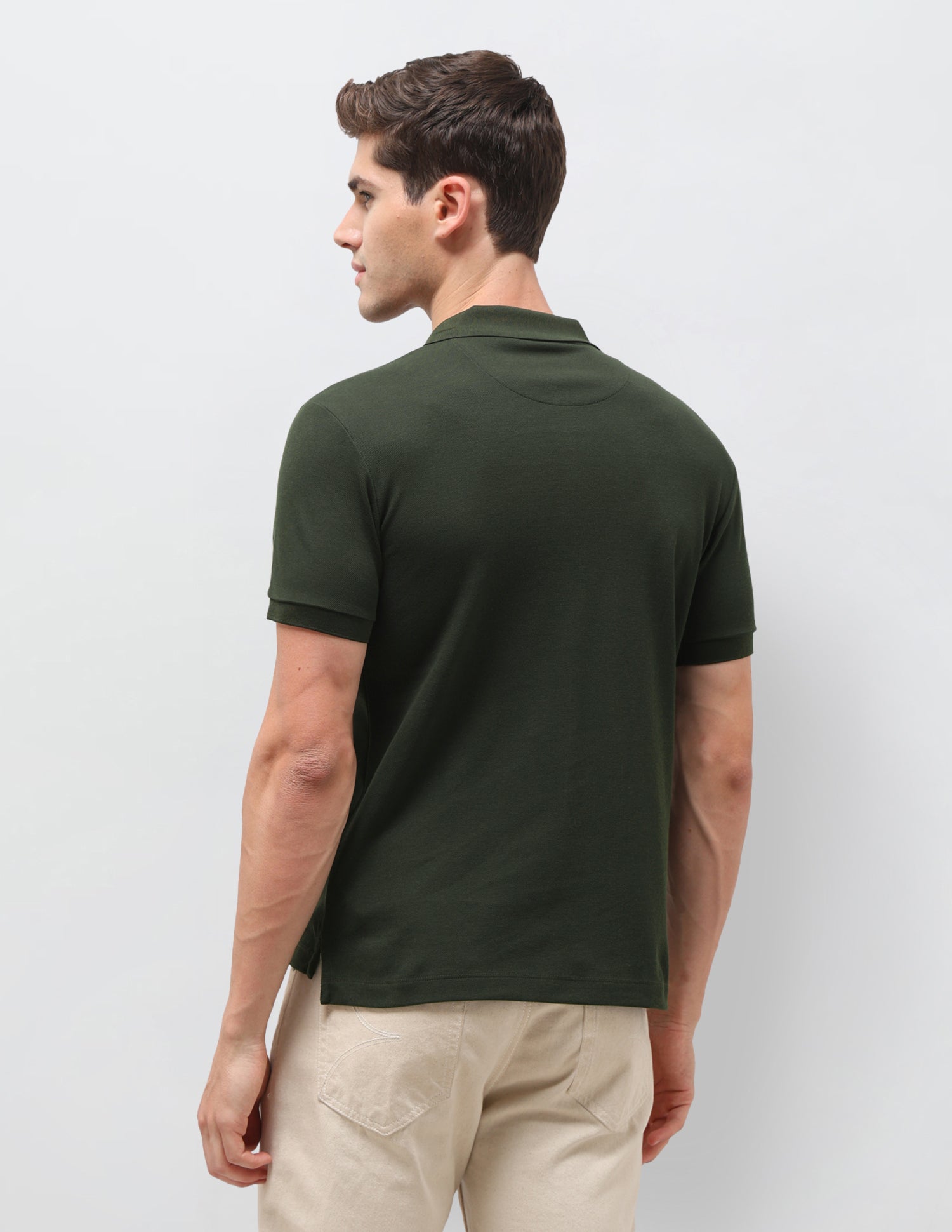 Solid Slim Fit Polo Shirt Olive - U.S. Polo Assn. India | Large