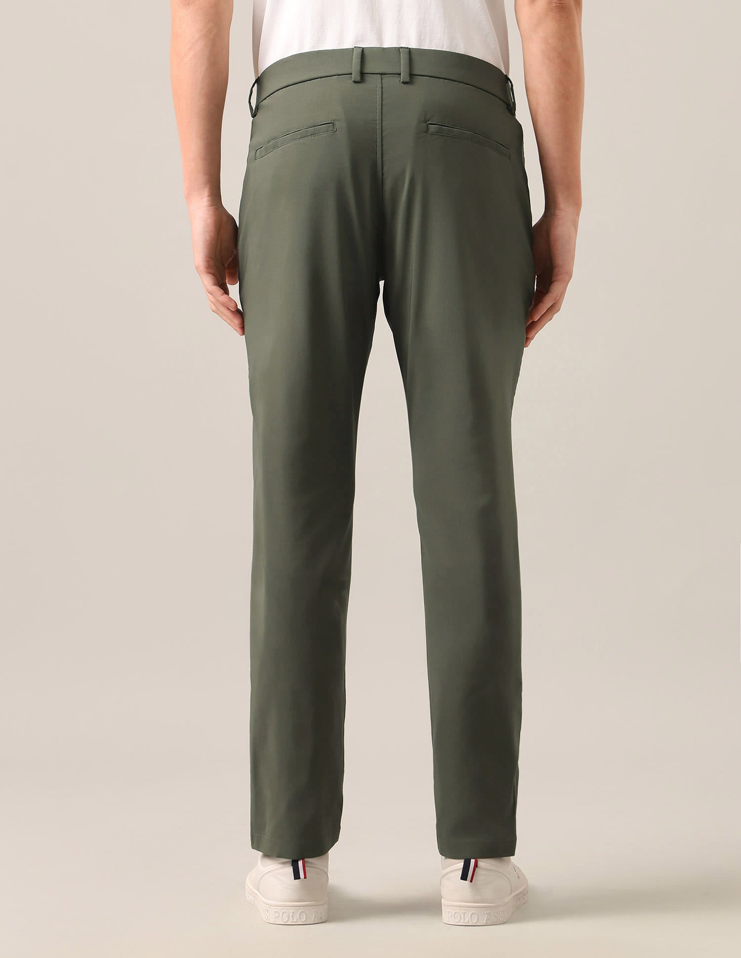 Austin Trim Regular Fit Mid Rise Trousers Green - U.S. Polo Assn. India | Large
