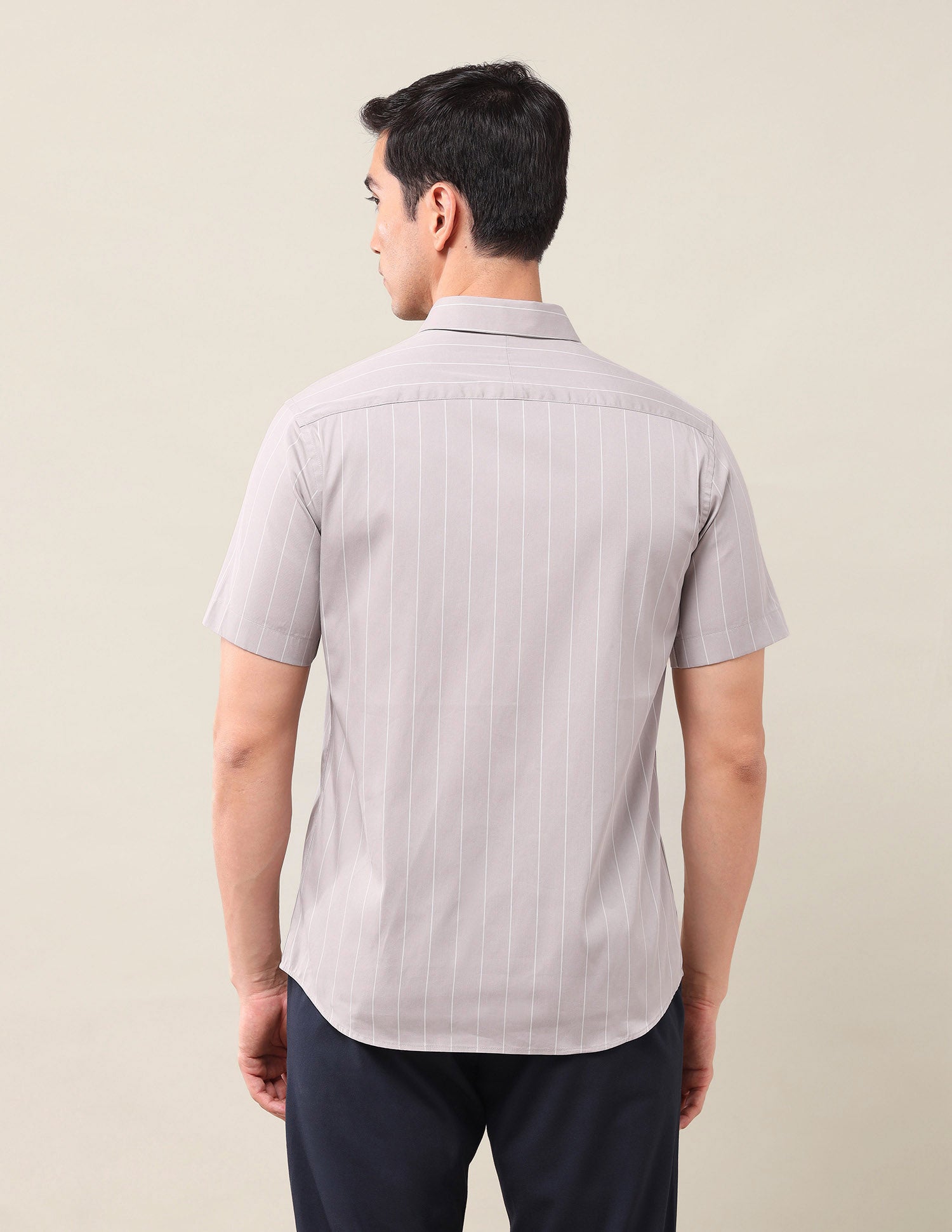 Vertical Striped Tailored Fit Shirt Light Khaki - U.S. Polo Assn. India | Large