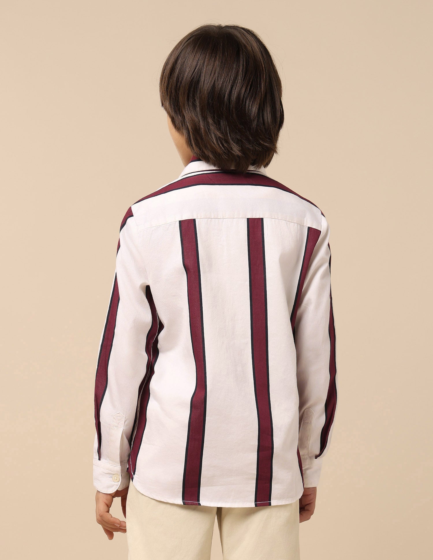 Boys Vertical Striped Twill Shirt Off White - U.S. POLO ASSN. | Large