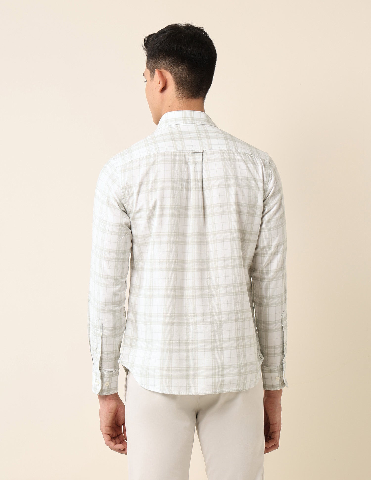 Plaid Checked Pure Cotton Shirt Light Green - U.S. Polo Assn. India | Large